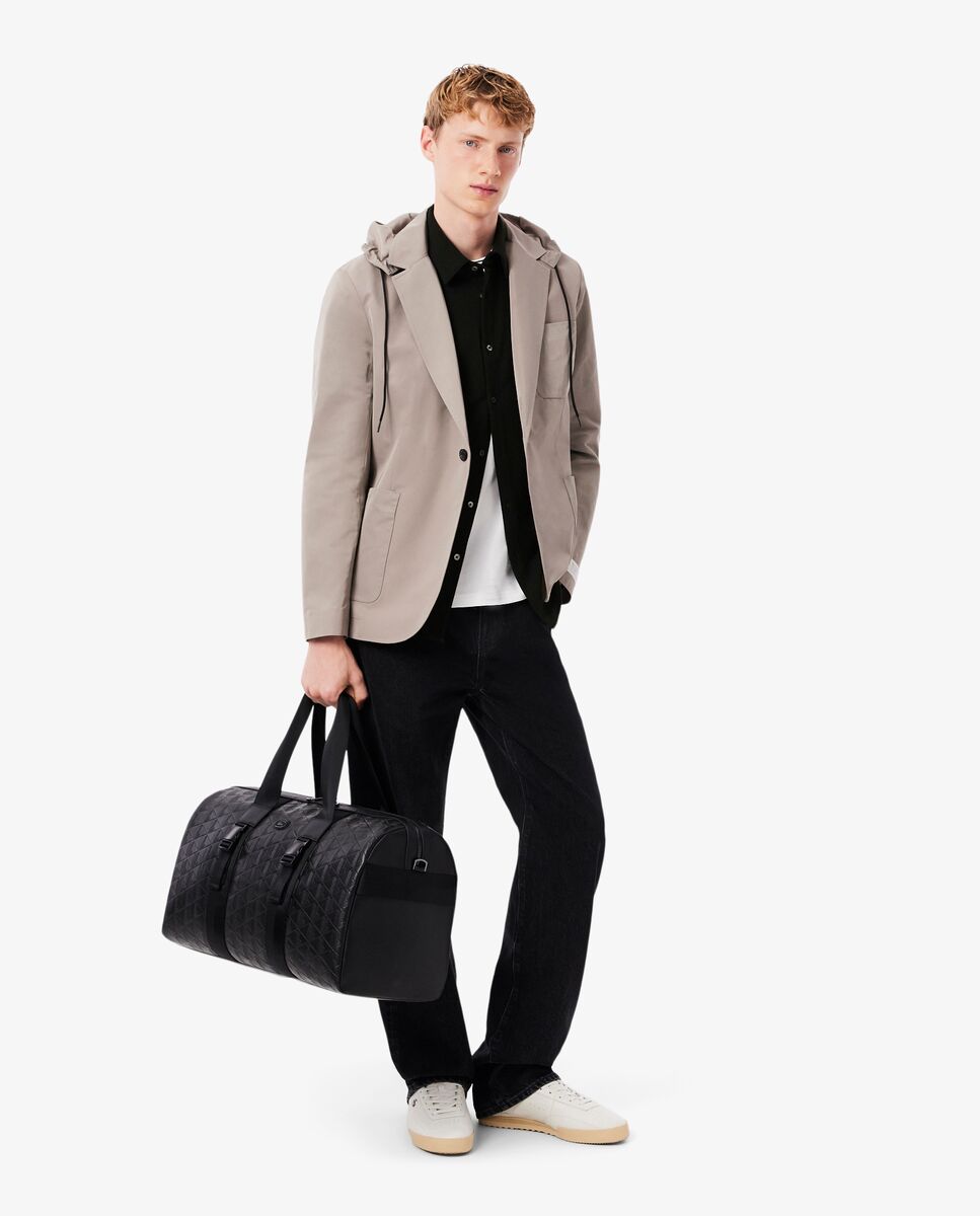 Camisa de hombre de piqué de algodón de corte ajustado en blanco de manga larga Negro Lacoste Negro-4