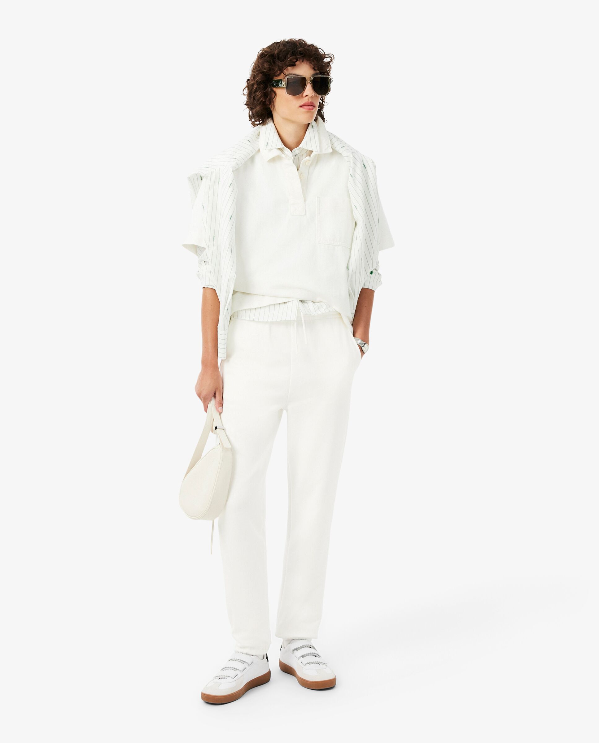 Pantalón de mujer de chándal de felpa - Lacoste - Blanco Blanco-4