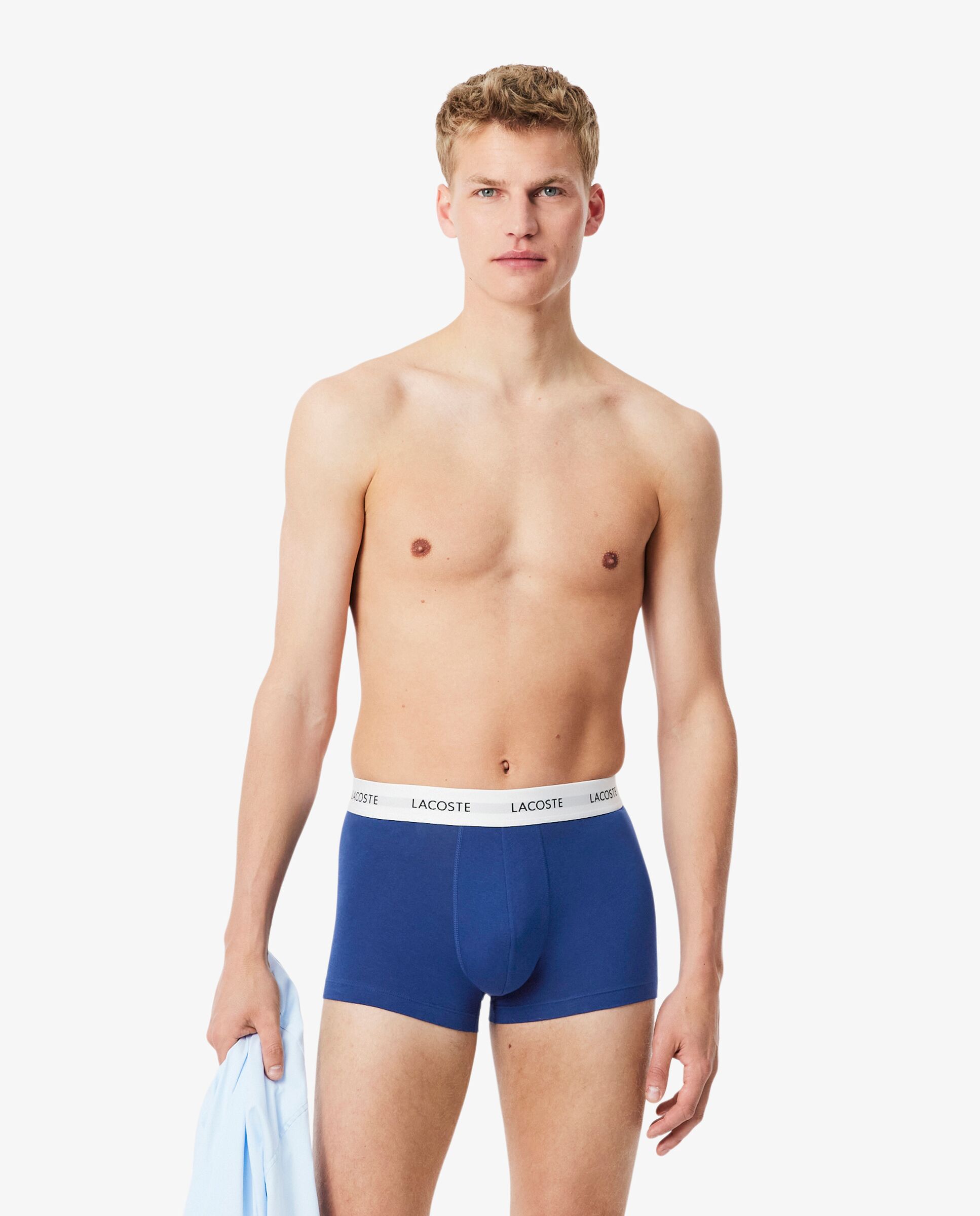 Pack de 3 calzoncillos de algodón con logo en la cintura - Lacoste - Azul Océano Azul Océano-1