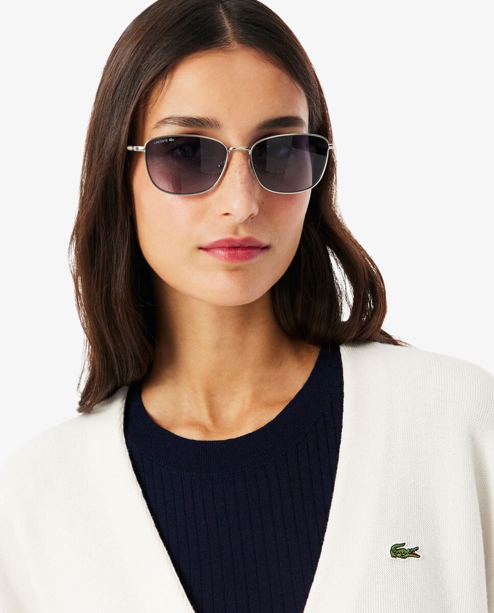 Chaqueta de mujer de punto musgo de algodón con cuello de pico en azul de manga larga - Lacoste - Blanco Blanco-3