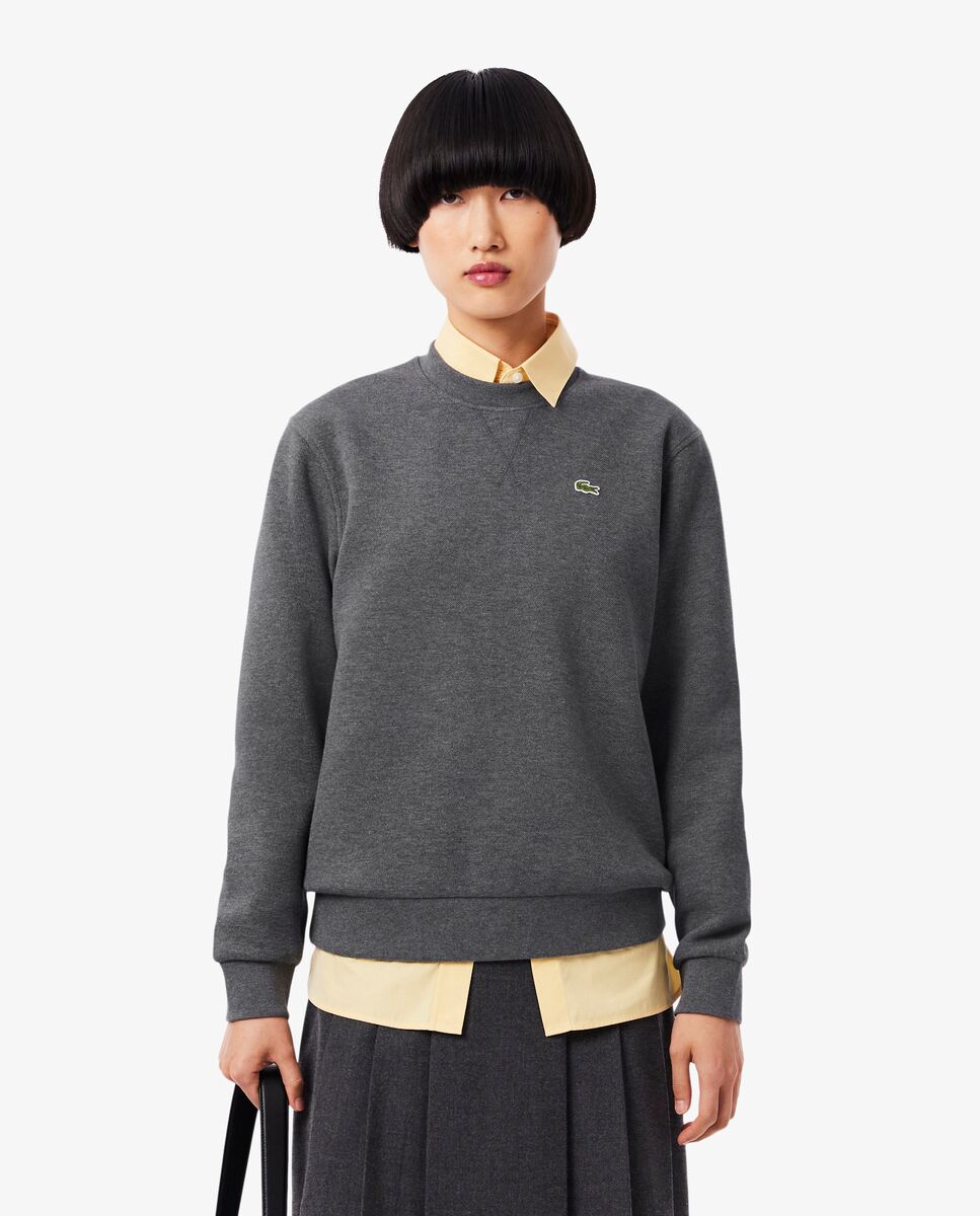 Lacoste - Sudadera de mujer de cuello redondo de piqué de corte holgado.