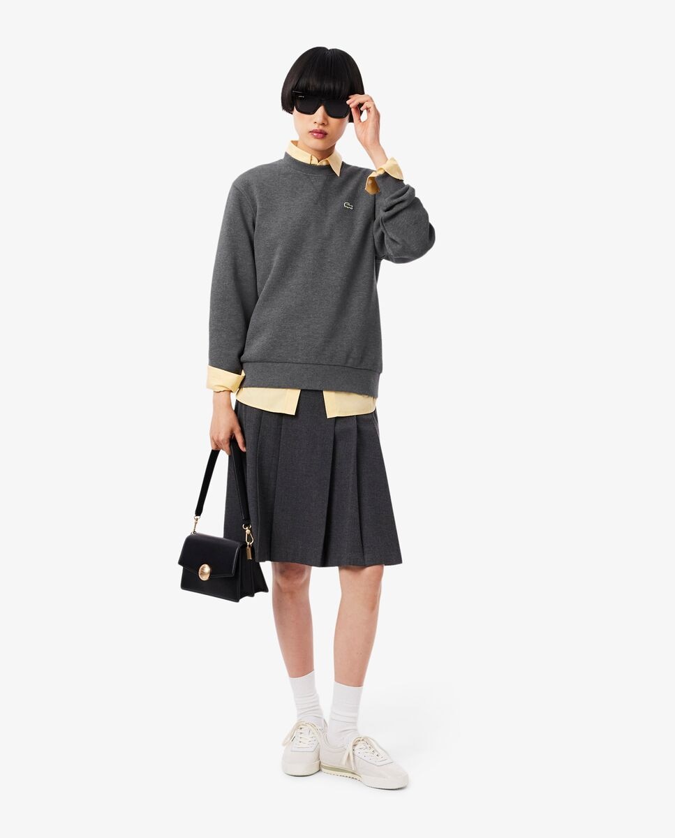 Sudadera de mujer de cuello redondo de piqué de corte holgado - Lacoste - Gris oscuro Gris oscuro-4