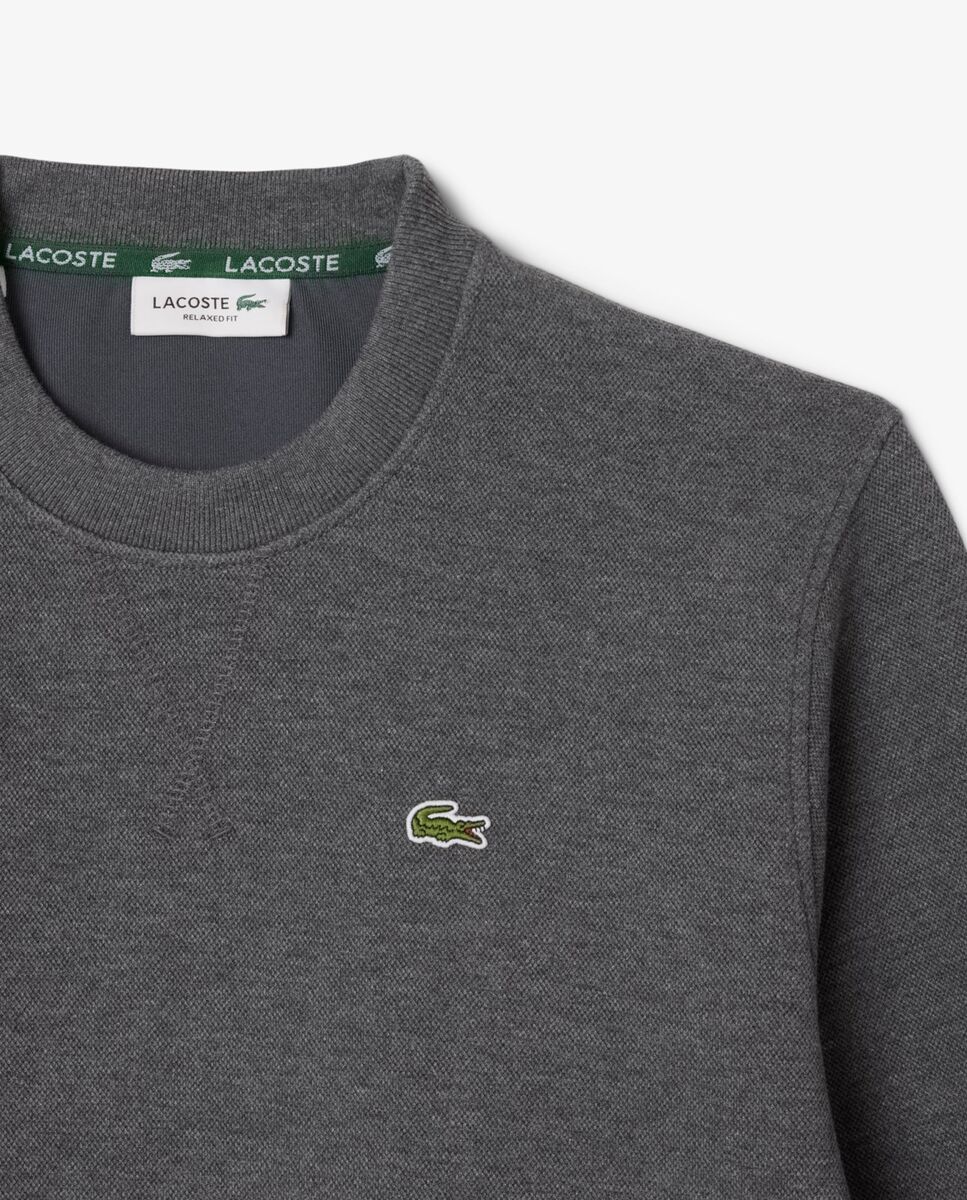 Sudadera de mujer de cuello redondo de piqué de corte holgado - Lacoste - Gris oscuro Gris oscuro-5
