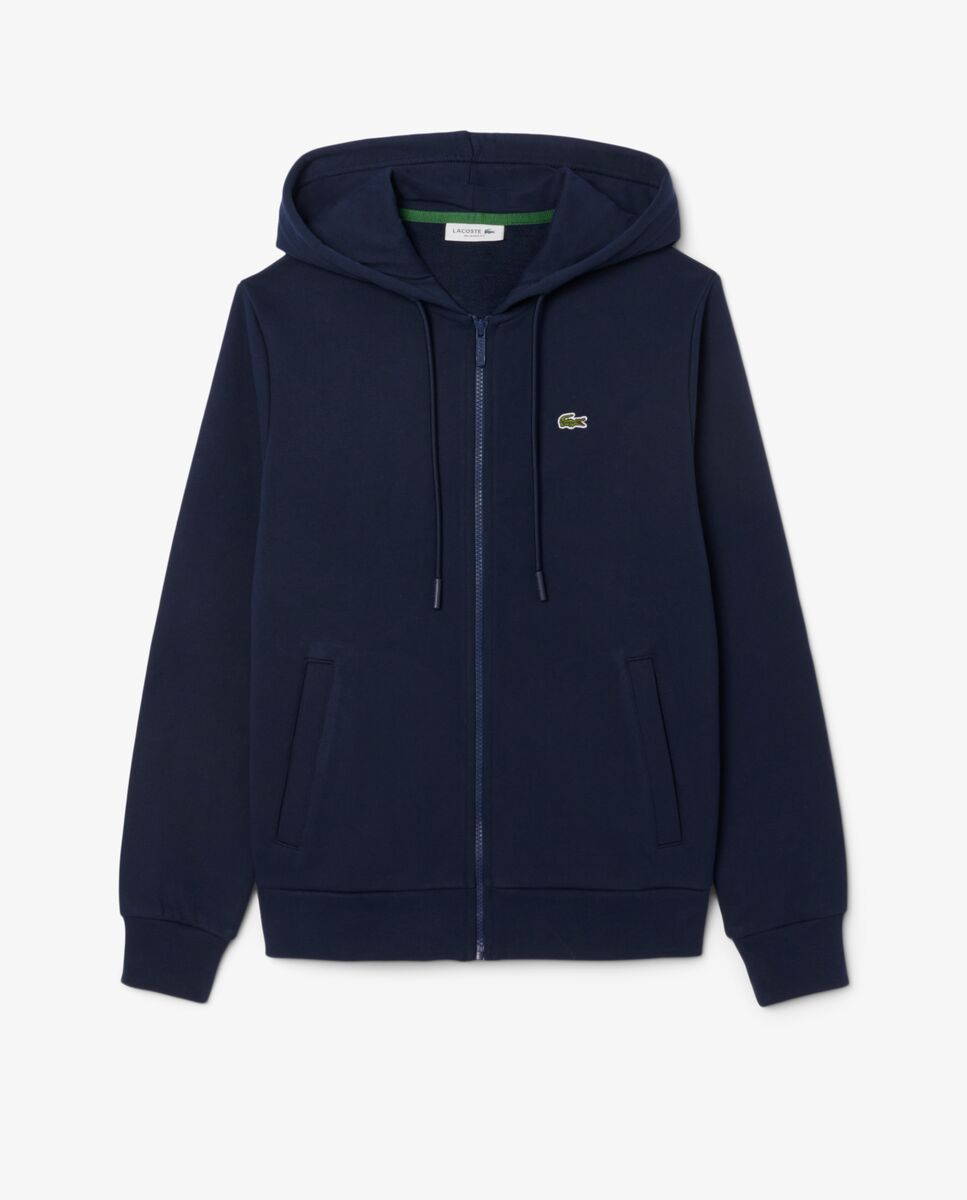 Lacoste - Sudadera de mujer con capucha de felpa con cremallera.