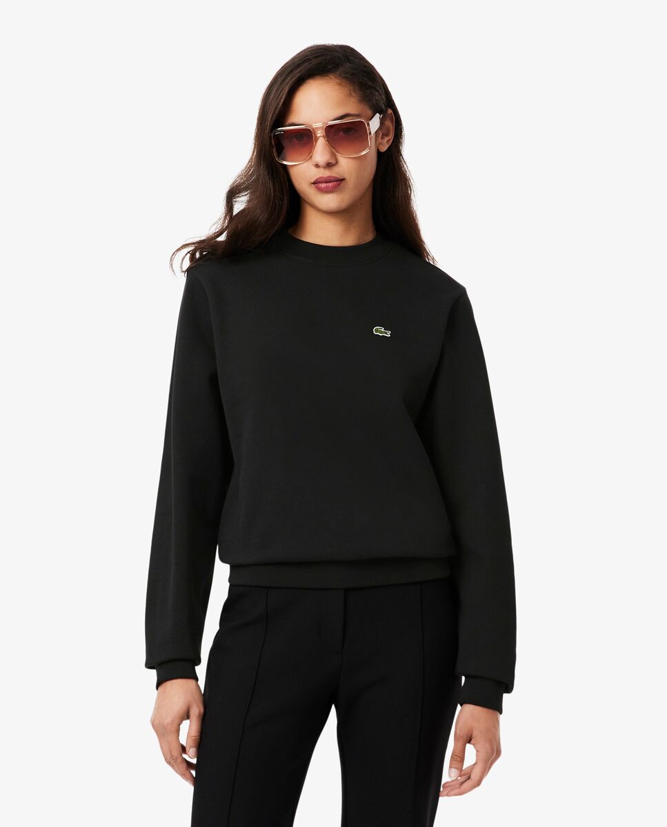 Lacoste - Sudadera de mujer de cuello redondo de felpa de corte holgado.