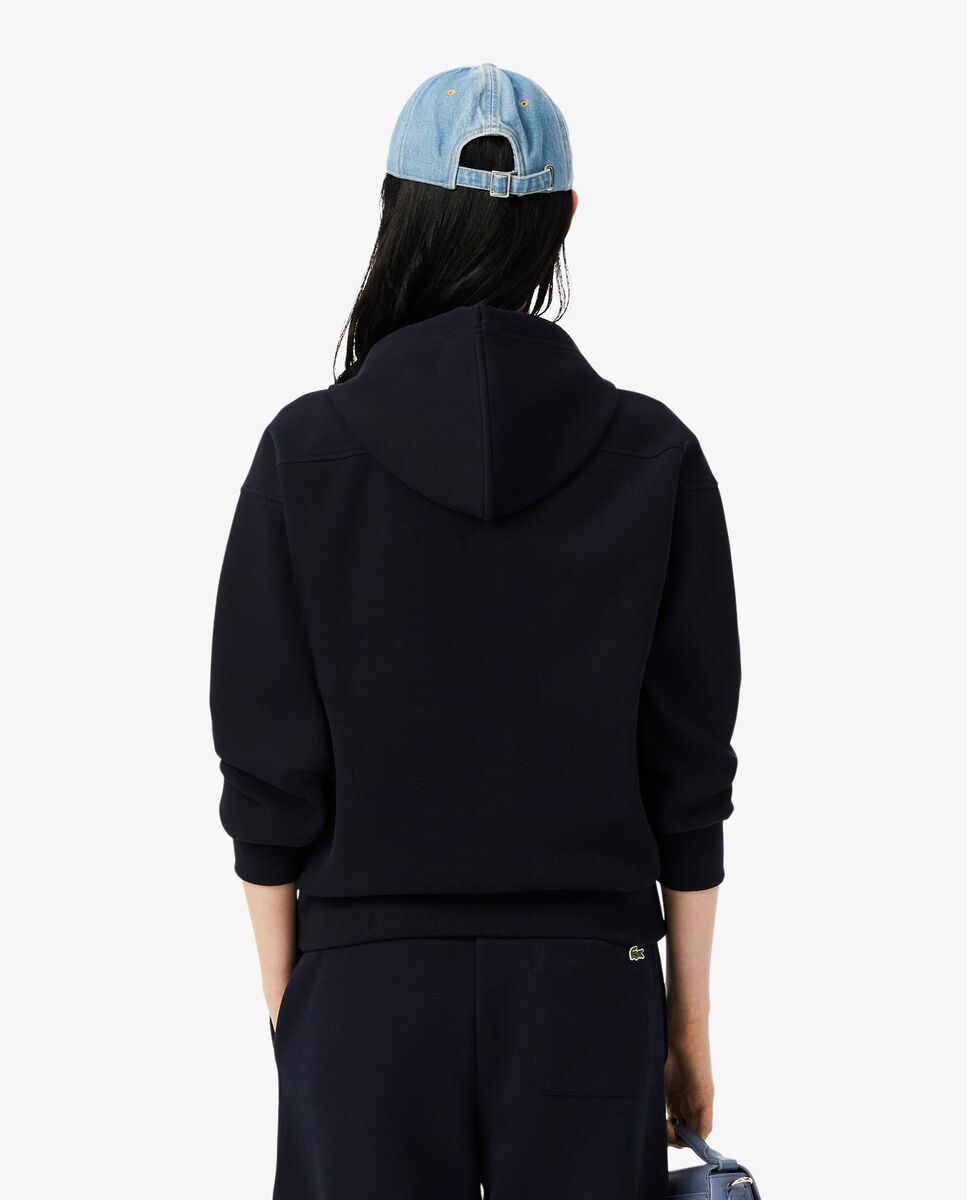 Sudadera de mujer con capucha de piqué con cremallera en blanco - Lacoste - Azul marino Azul marino-2