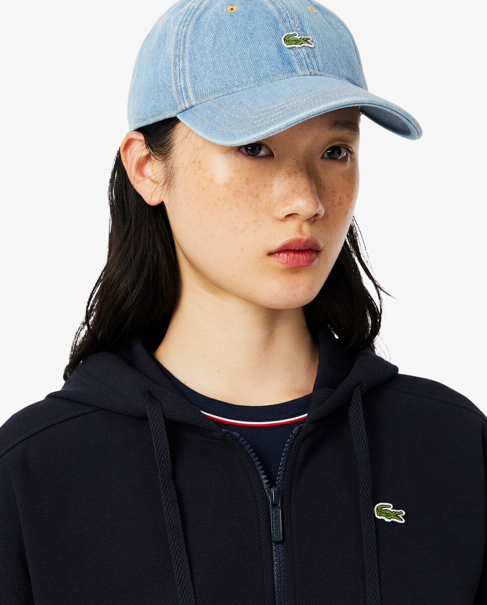 Sudadera de mujer con capucha de piqué con cremallera en blanco - Lacoste - Azul marino Azul marino-3