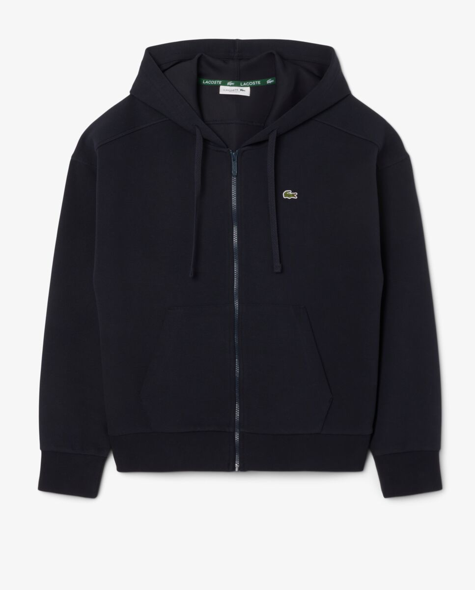 Sudadera de mujer con capucha de piqué con cremallera en blanco - Lacoste - Azul marino Azul marino-6