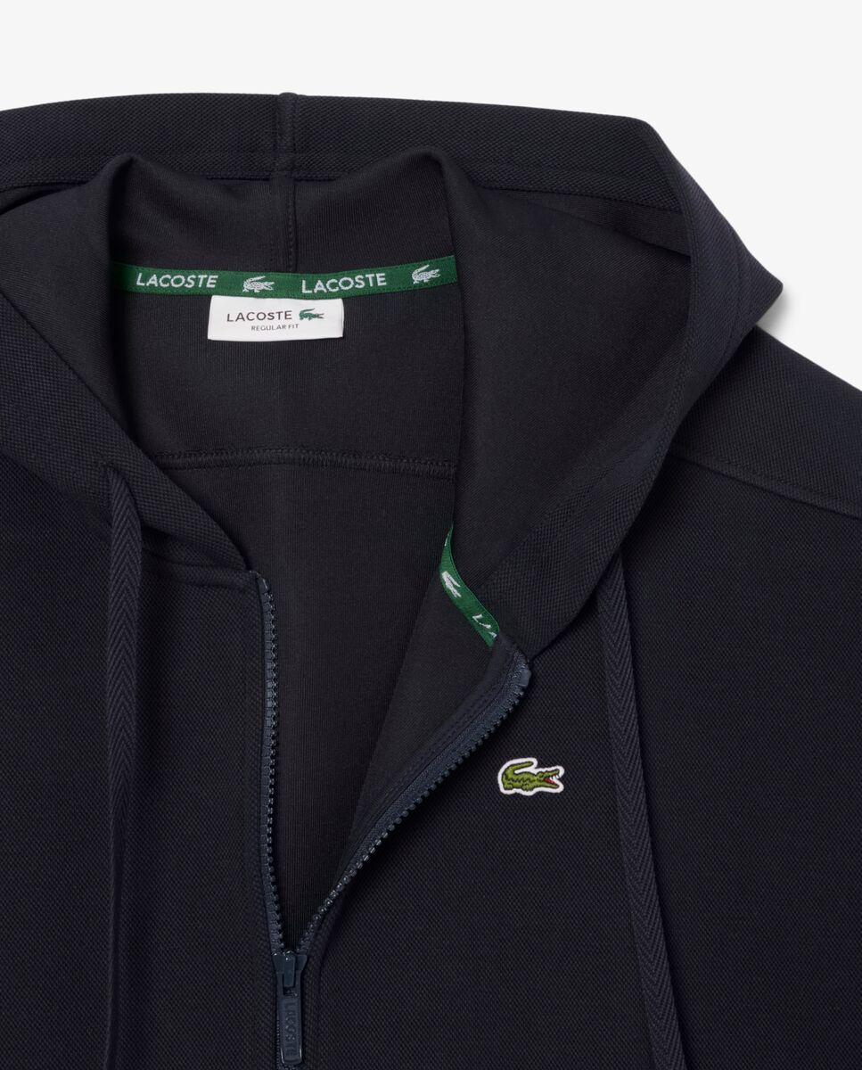 Sudadera de mujer con capucha de piqué con cremallera en blanco - Lacoste - Azul marino Azul marino-5