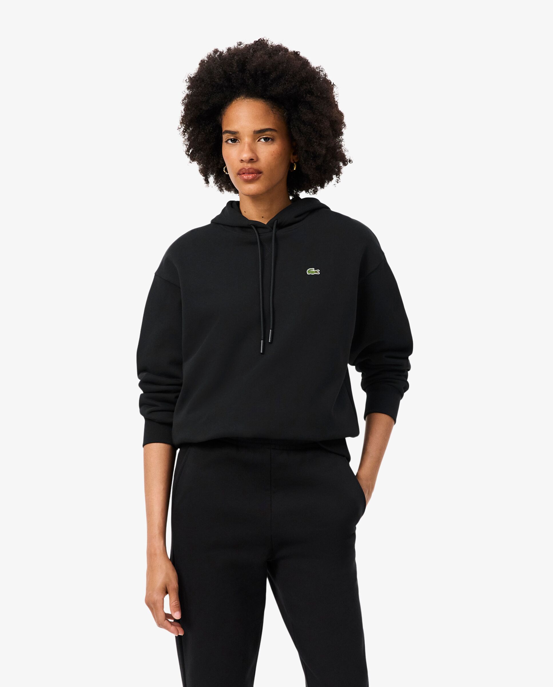 Sudadera de mujer con capucha de felpa oversized - Lacoste - Negro Negro-1
