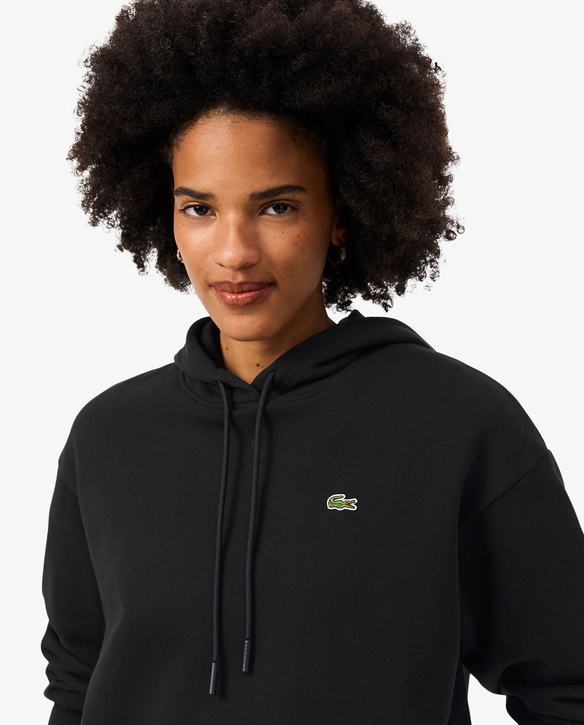 Sudadera de mujer con capucha de felpa oversized - Lacoste - Negro Negro-3