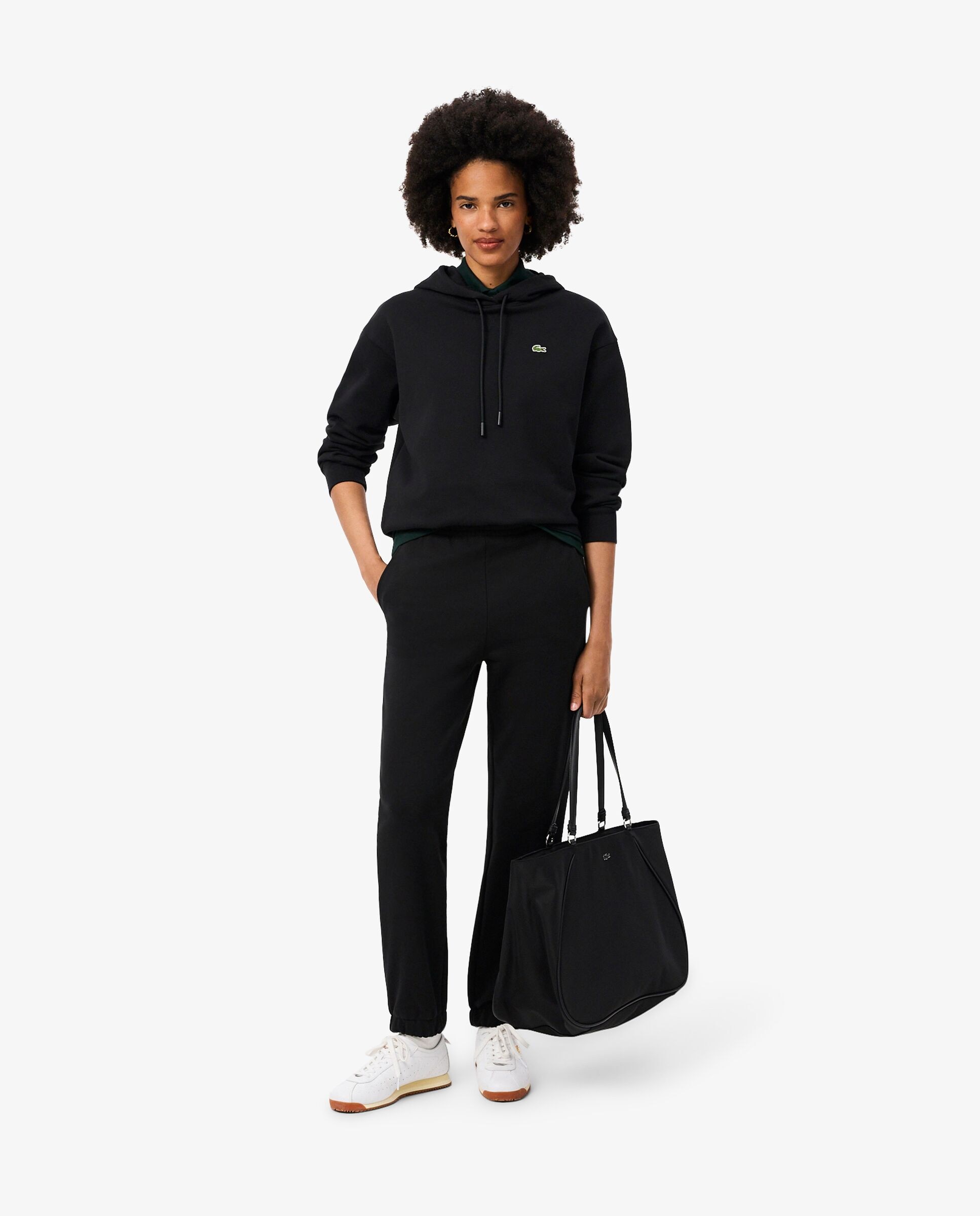 Sudadera de mujer con capucha de felpa oversized - Lacoste - Negro Negro-4