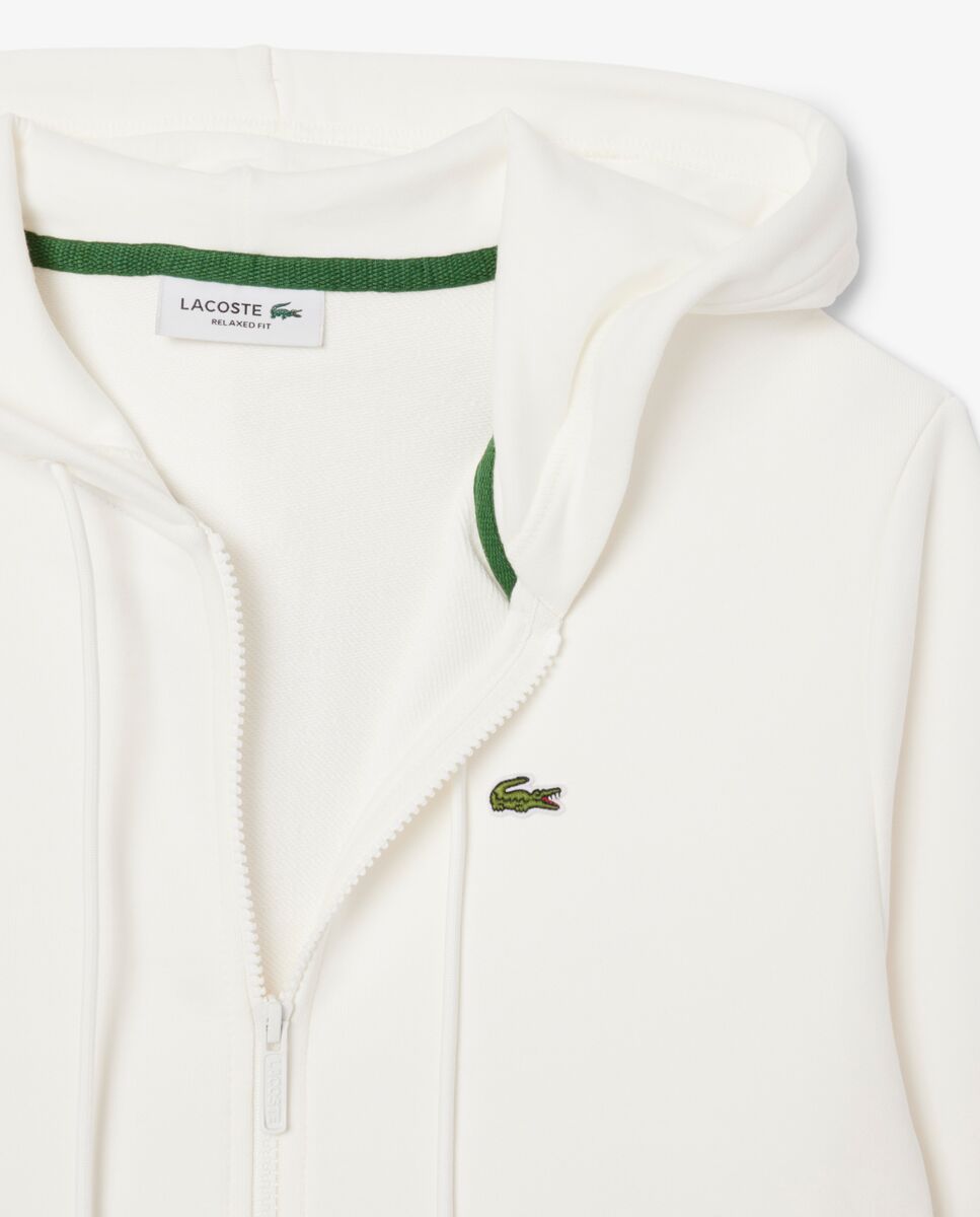 Sudadera de mujer con capucha de felpa con cremallera - Lacoste - Blanco Blanco-5