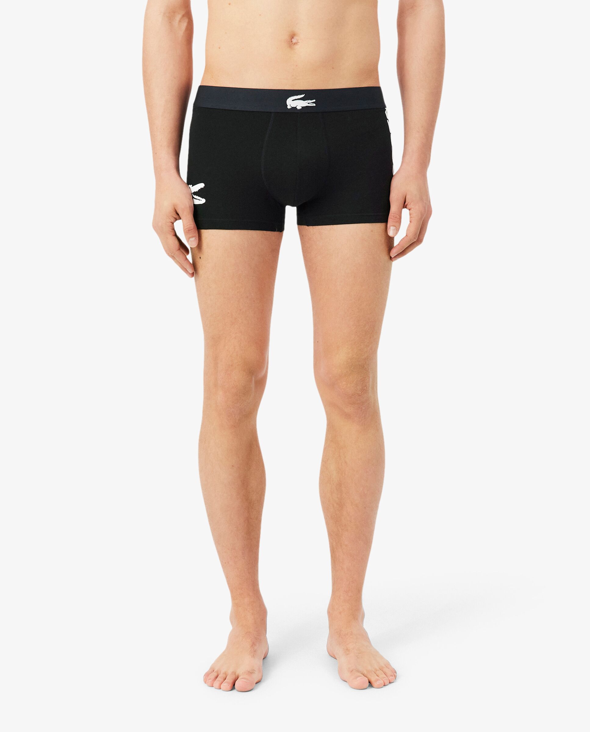 Pack de 3 calzoncillos de algodón elástico con logo en la cintura - Lacoste - Negro Negro-3