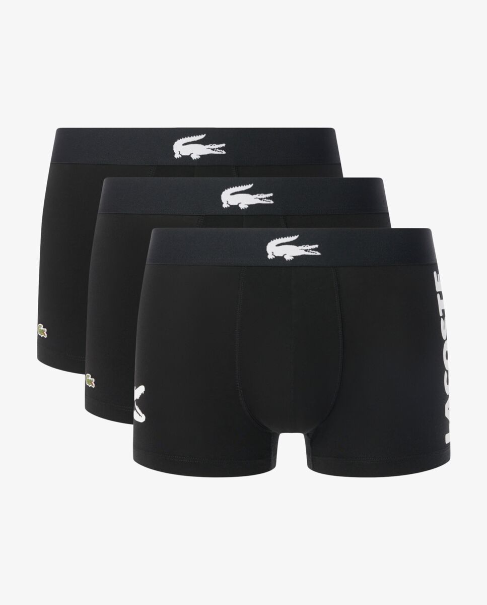 Pack de 3 calzoncillos de algodón elástico con logo en la cintura - Lacoste - Negro Negro-6