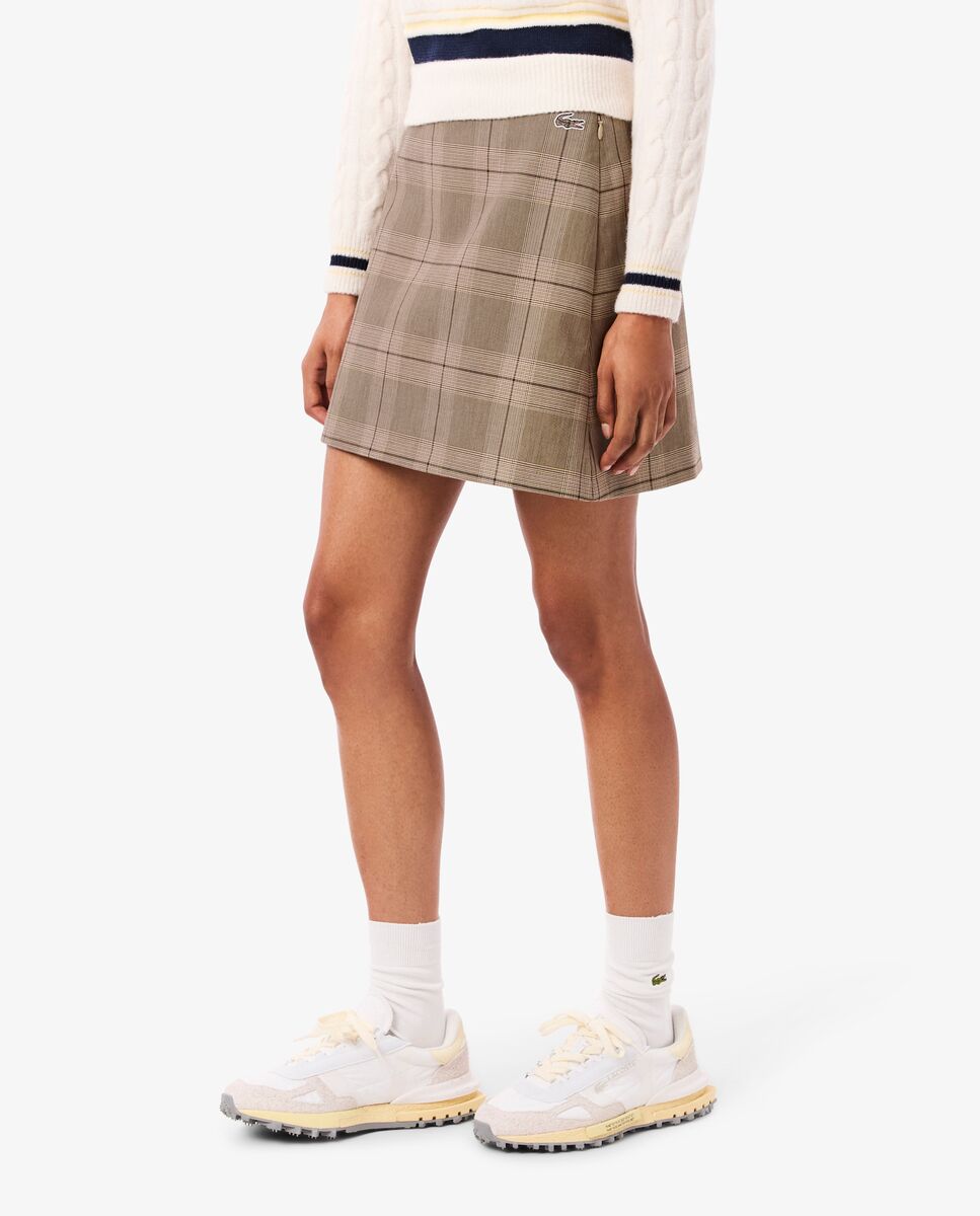 Falda corta de cuadros escoceses hidrófuga - Lacoste - Beige Beige-3