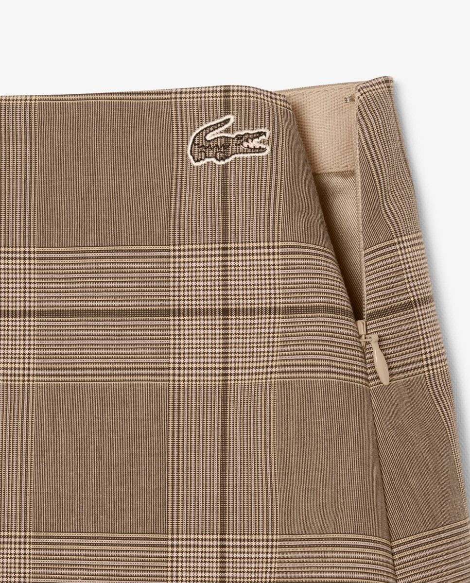 Falda corta de cuadros escoceses hidrófuga - Lacoste - Beige Beige-5