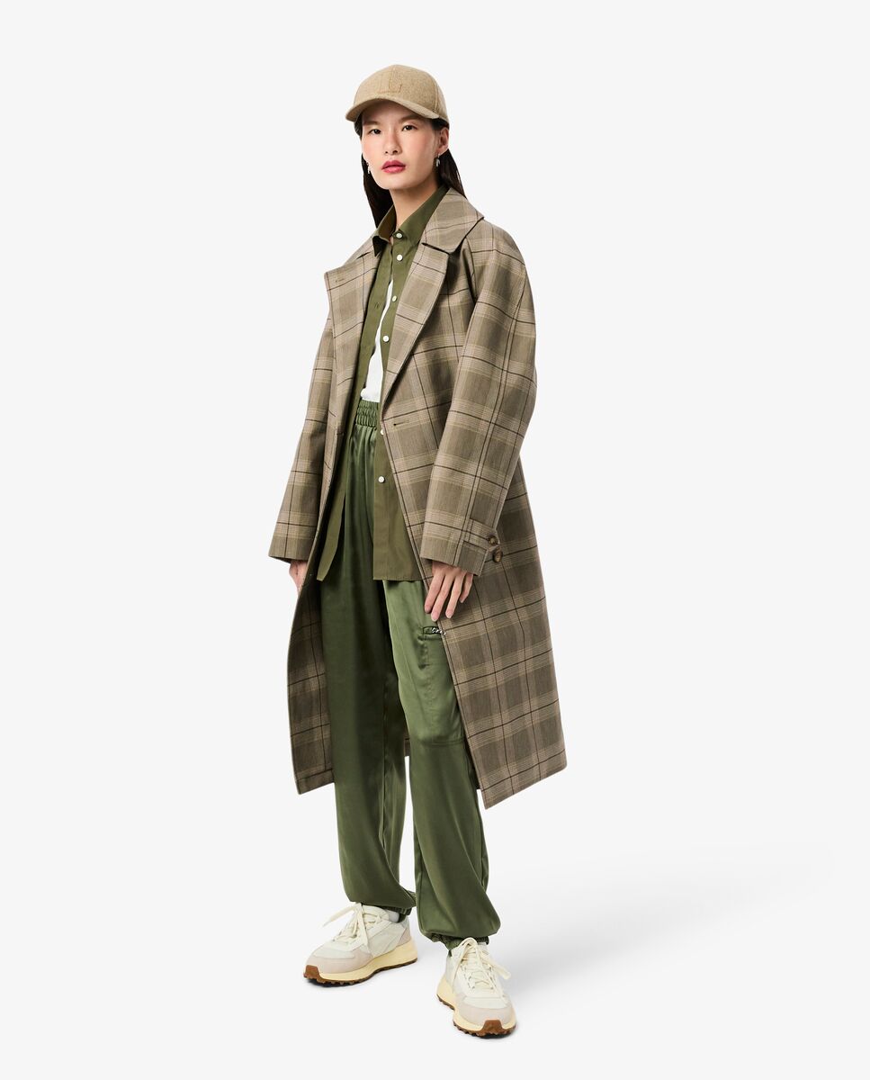 Camisa de mujer de popelín de algodón oversized en verde de manga larga - Lacoste - Verde militar Verde militar-4