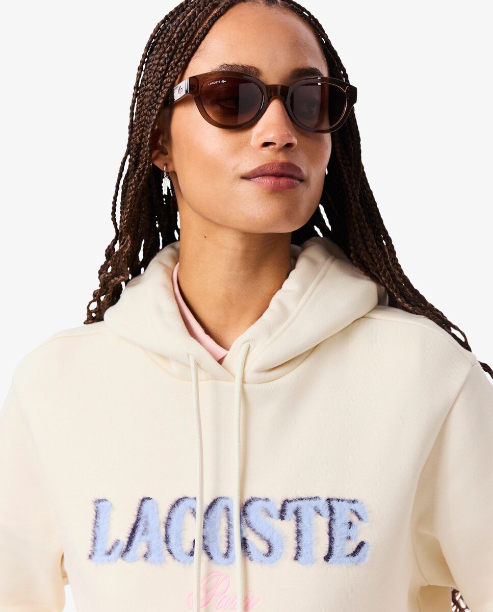 Sudadera de mujer con capucha de felpa con logotipo en - Lacoste - Blanco Blanco-3
