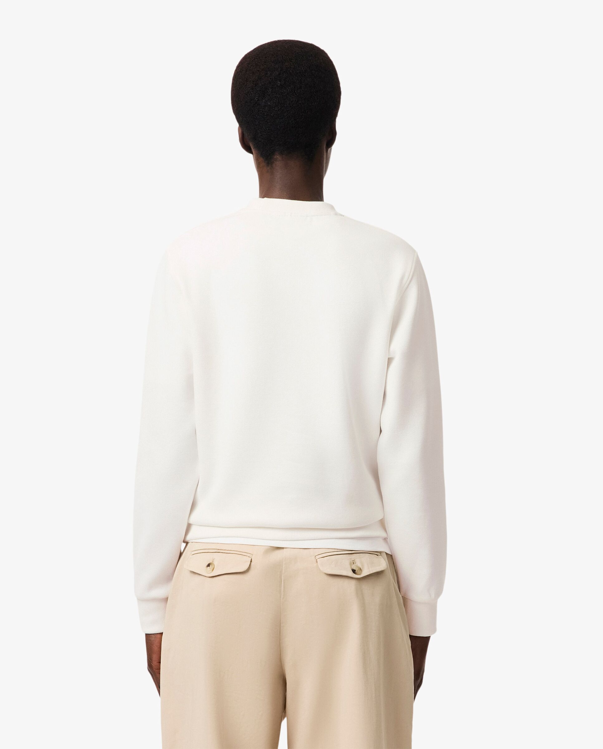 Sudadera de mujer de cuello redondo de piqué de corte holgado - Lacoste - Blanco Blanco-2