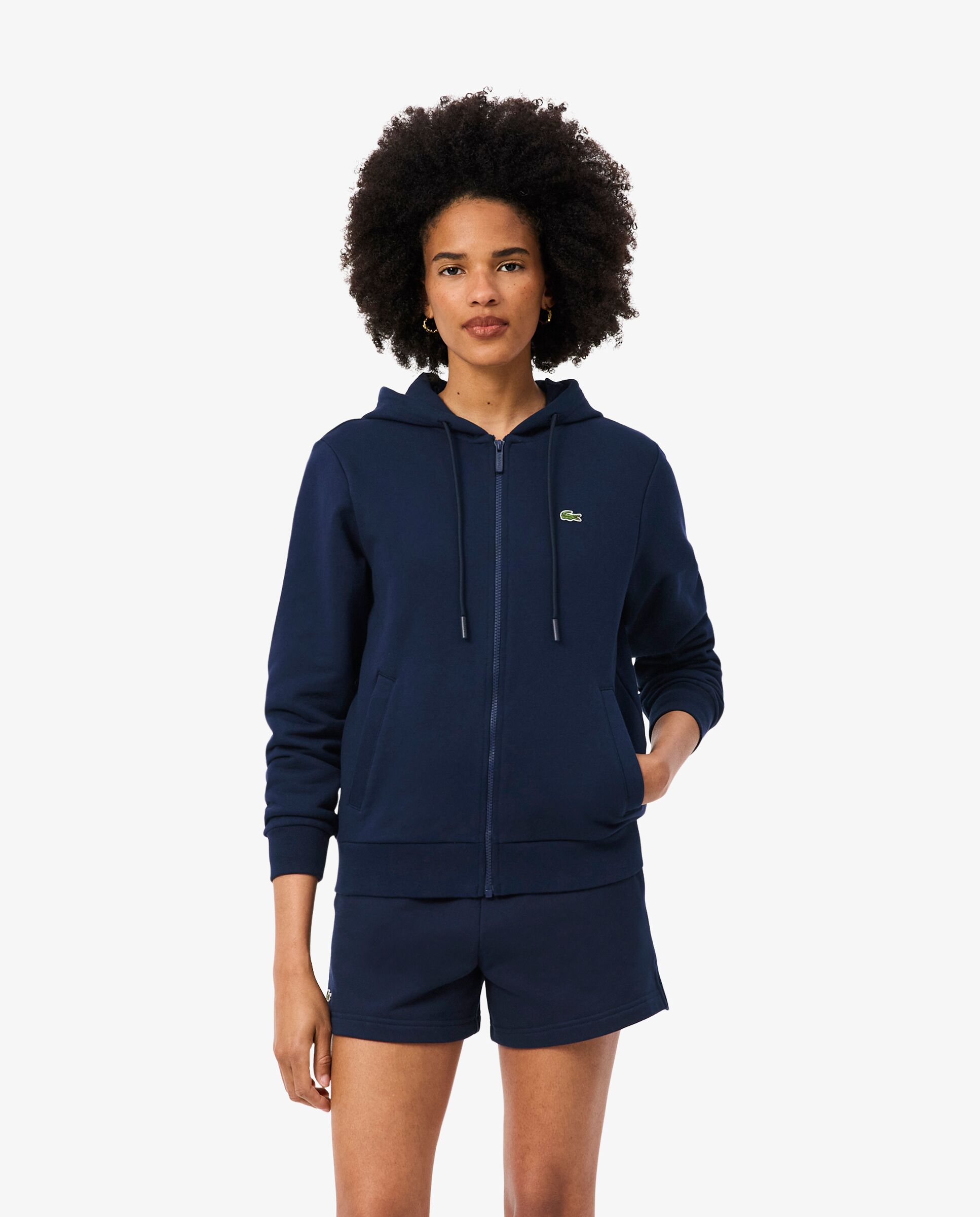 Sudadera de mujer con capucha de felpa con cremallera - Lacoste - Azul marino Azul marino-1