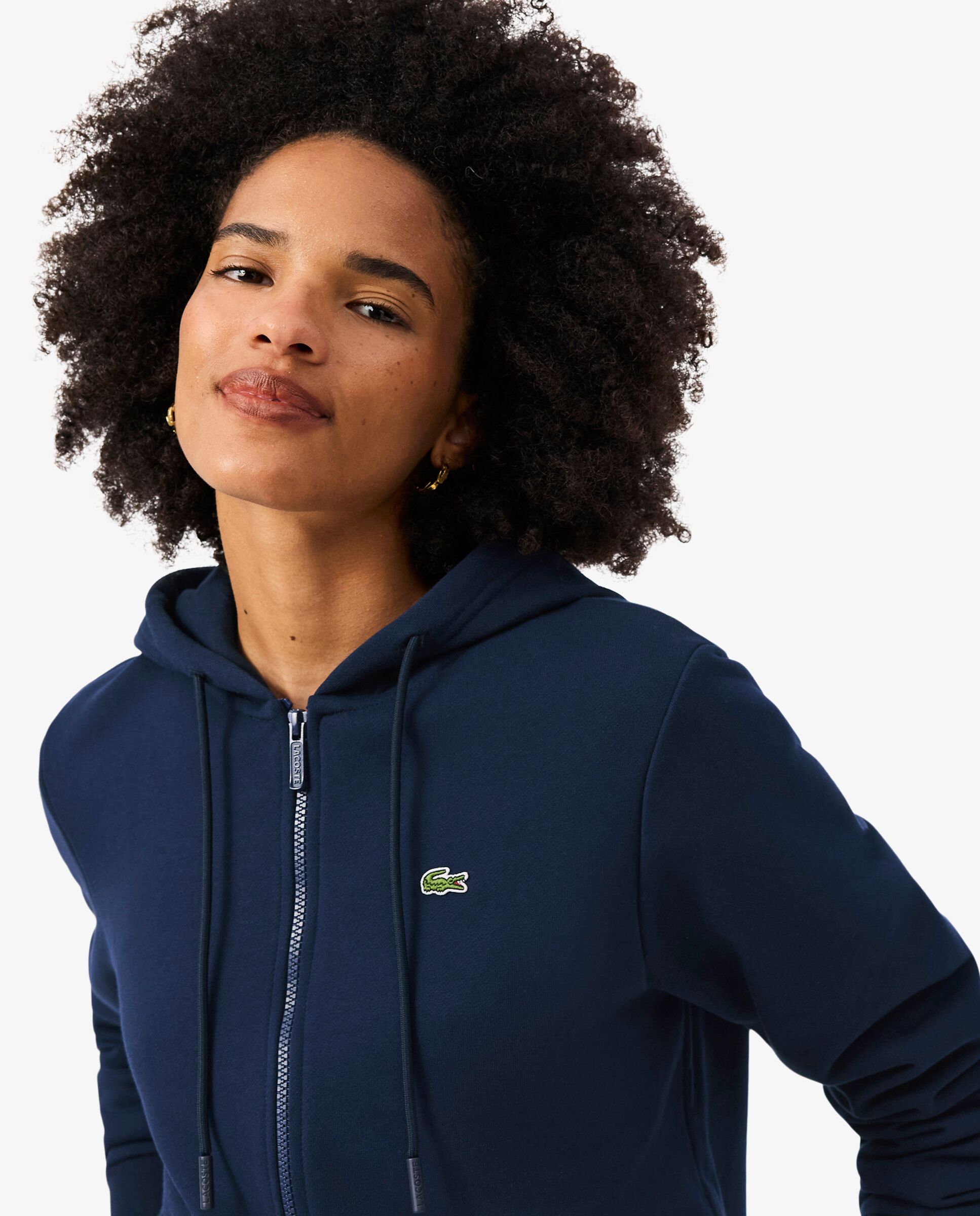 Sudadera de mujer con capucha de felpa con cremallera - Lacoste - Azul marino Azul marino-3