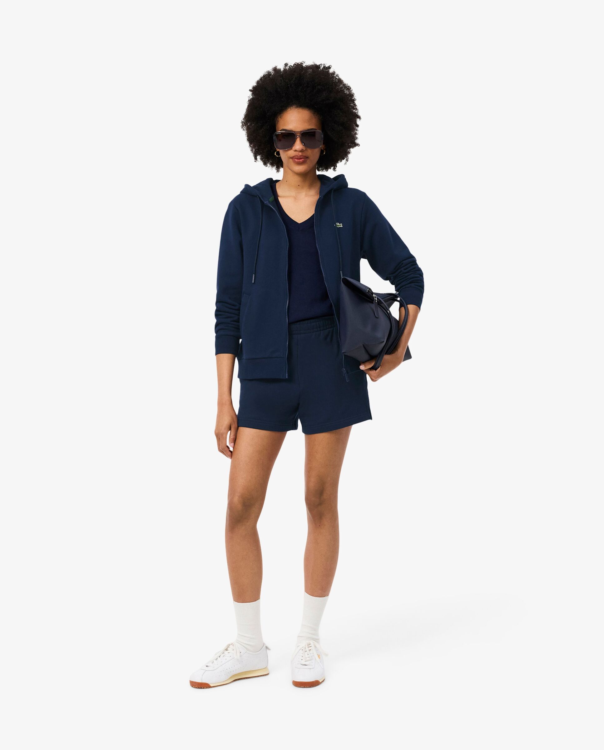 Sudadera de mujer con capucha de felpa con cremallera - Lacoste - Azul marino Azul marino-4