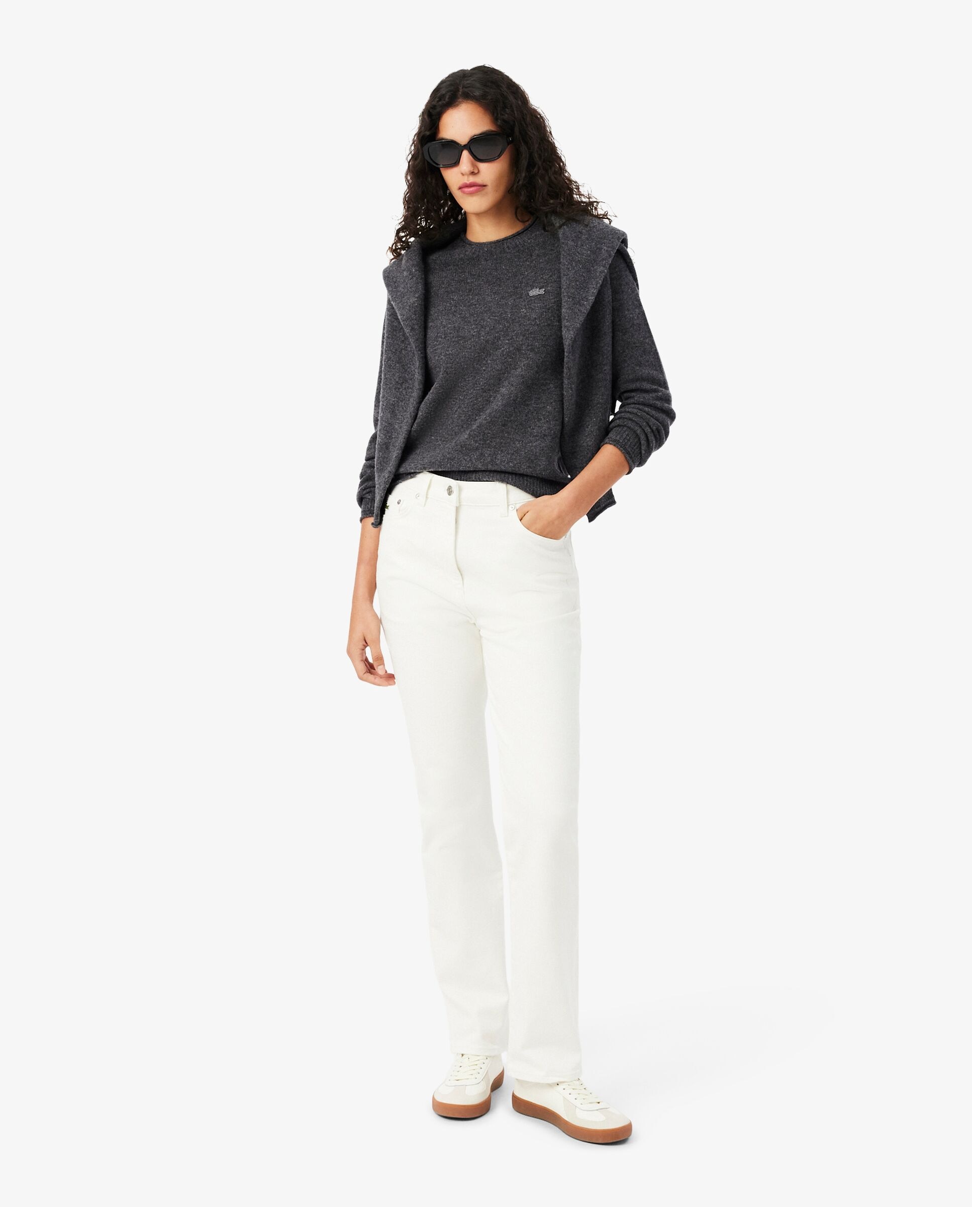 De lana cardada de punto 3d en azul - Lacoste - Gris oscuro Gris oscuro-4
