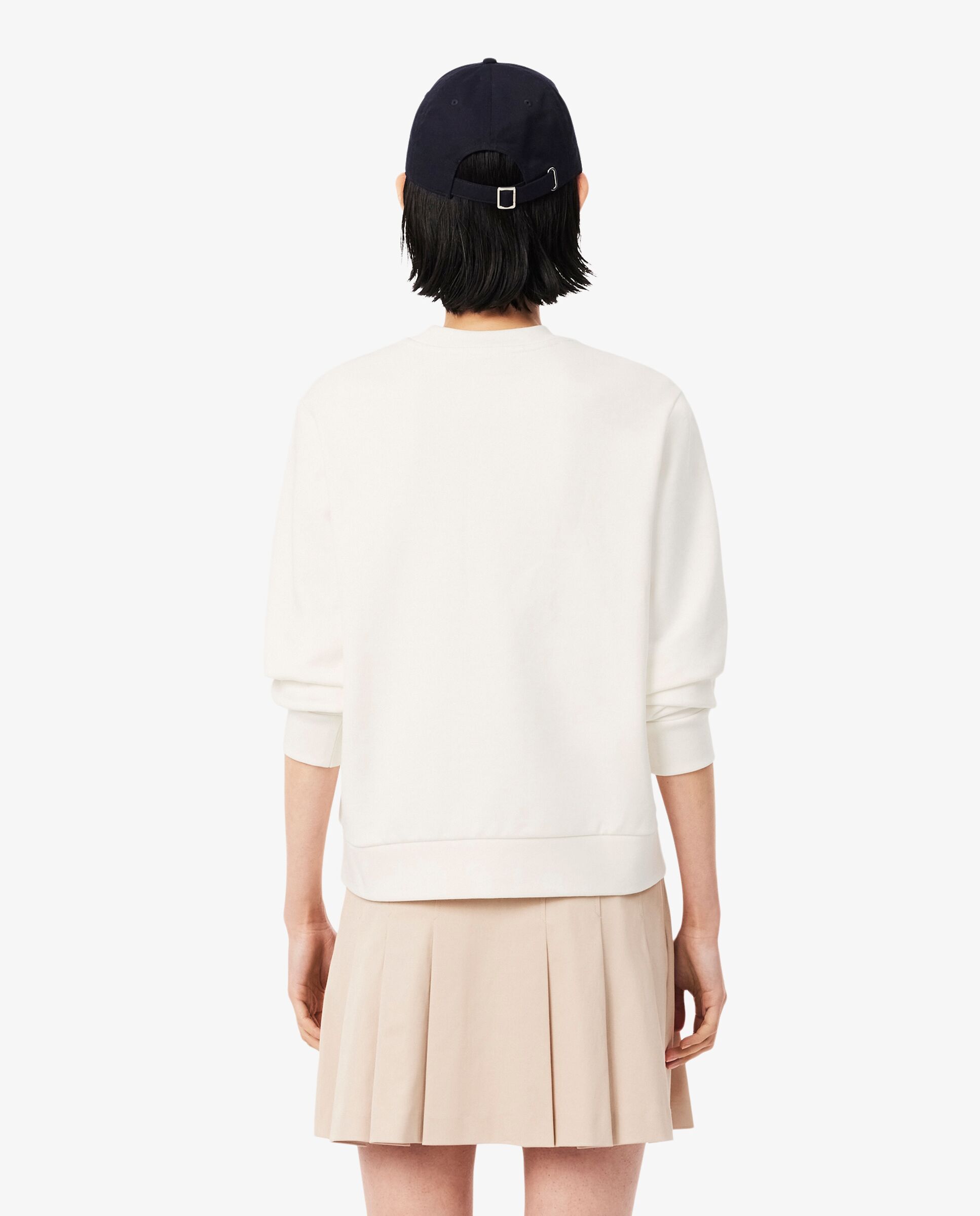 Sudadera de mujer de cuello redondo de felpa de corte holgado - Lacoste - Blanco Blanco-2