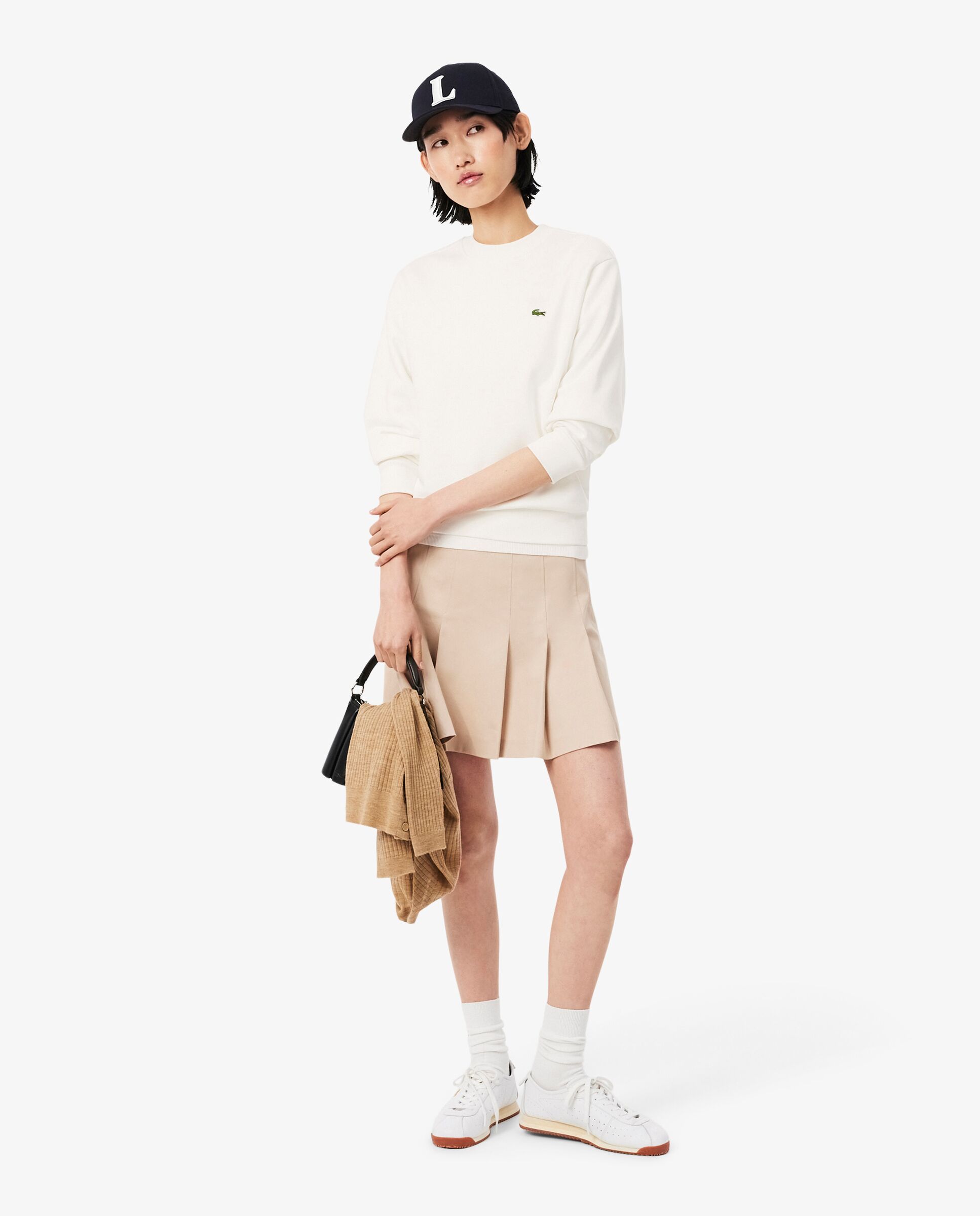 Sudadera de mujer de cuello redondo de felpa de corte holgado - Lacoste - Blanco Blanco-4