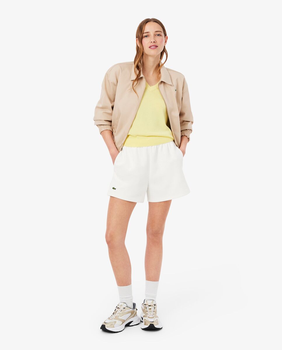 Pantalón de mujer corto de piqué de doble cara - Lacoste - Blanco Blanco-2