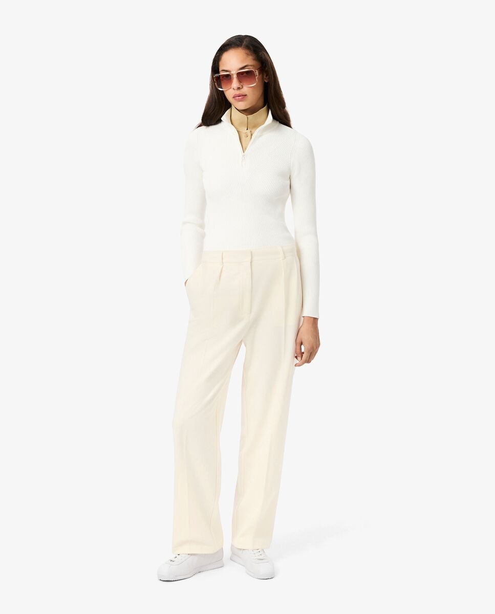 Lacoste - Pantalón de mujer de pinzas de franela oversized.