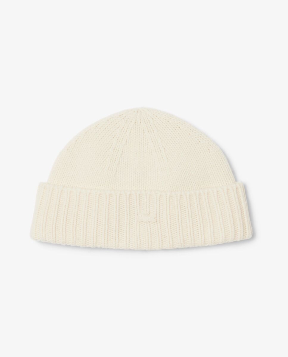 Gorro de mujer de canalé de lana 3d en azul - Lacoste - Blanco Blanco-3