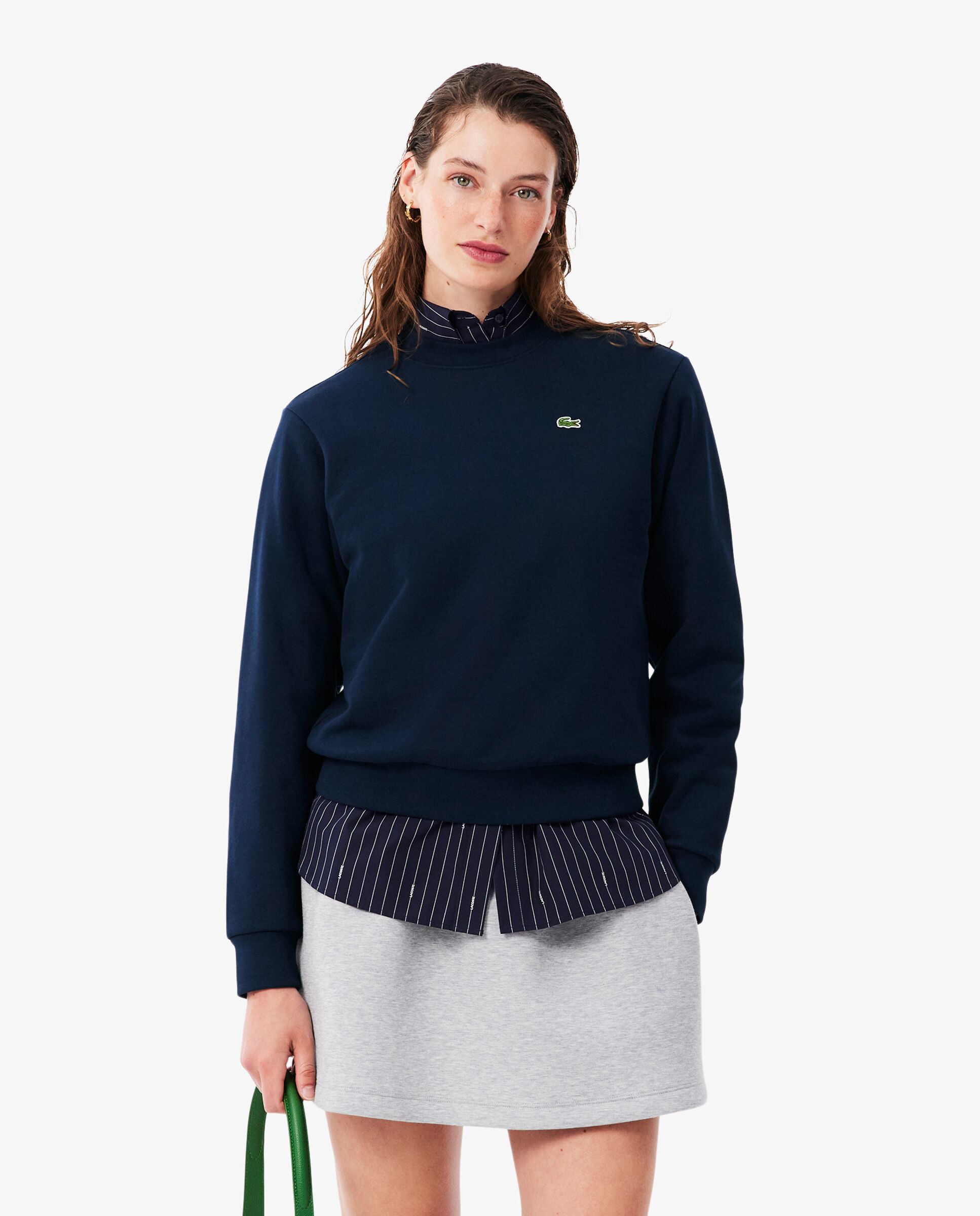 Sudadera de mujer de cuello redondo de felpa de corte holgado - Lacoste - Azul marino Azul marino-1
