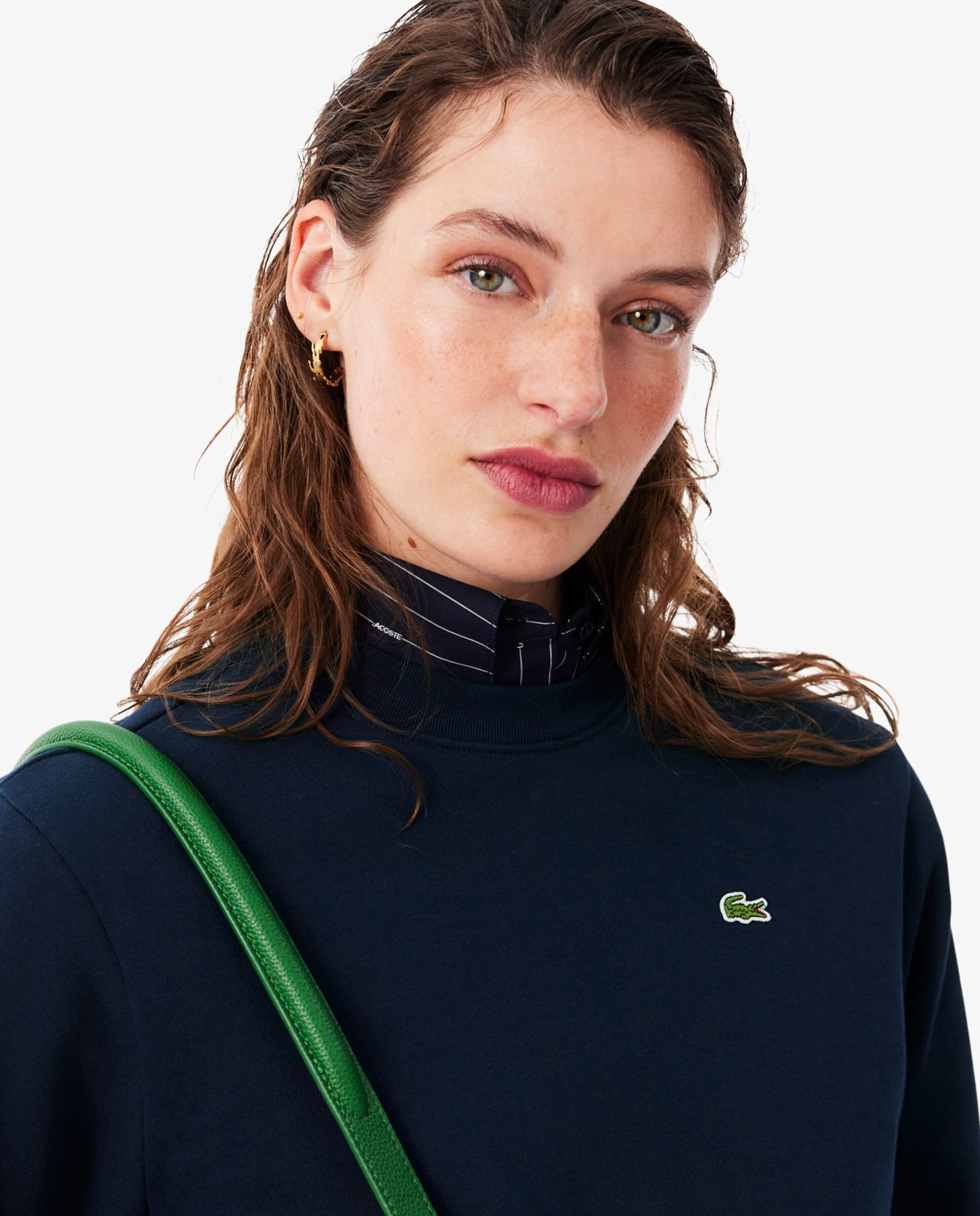 Sudadera de mujer de cuello redondo de felpa de corte holgado - Lacoste - Azul marino Azul marino-3