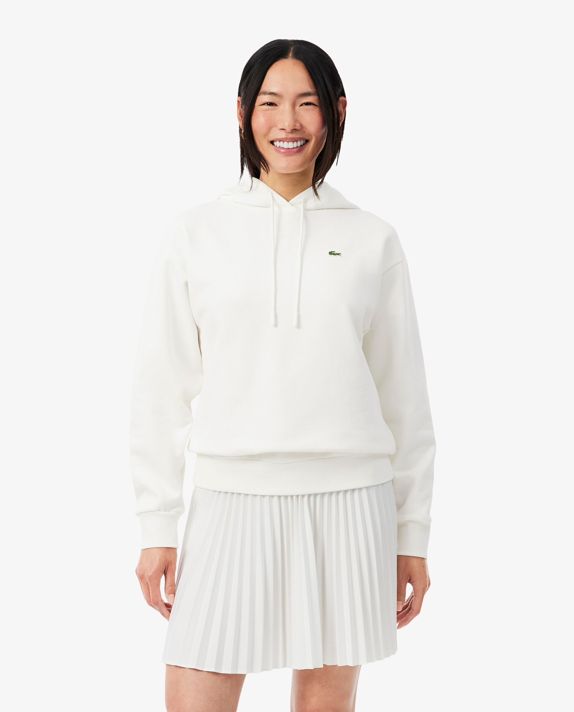 Sudadera de mujer con capucha de felpa oversized - Lacoste - Blanco Blanco-1