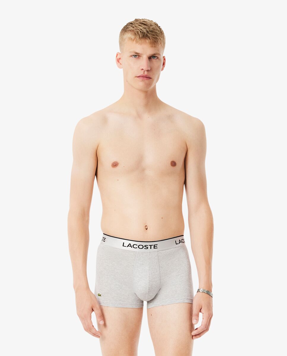 Pack de hombre de 3 bóxeres con cinturilla plateada en gris - Lacoste - Gris oscuro Gris oscuro-1