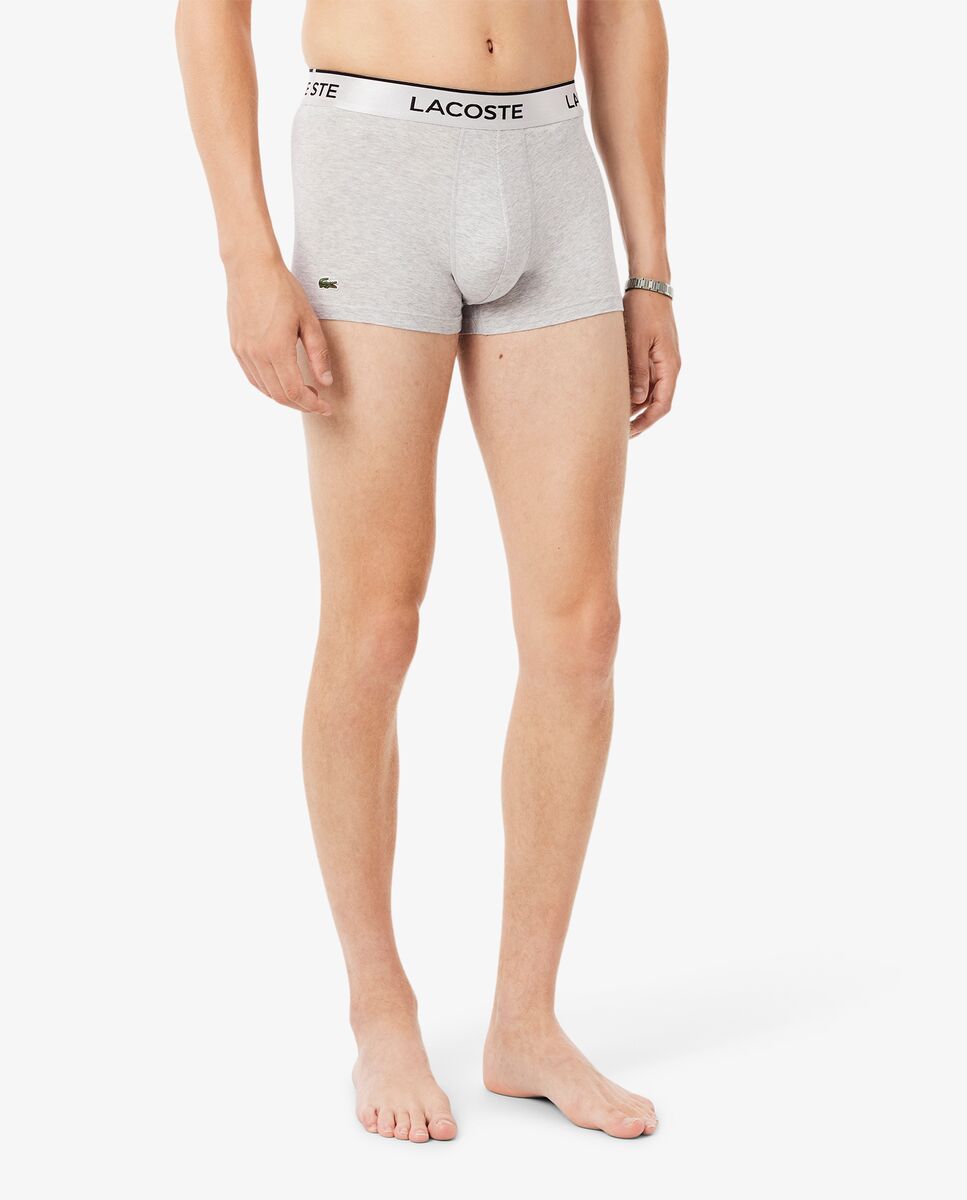 Pack de hombre de 3 bóxeres con cinturilla plateada en gris - Lacoste - Gris oscuro Gris oscuro-3
