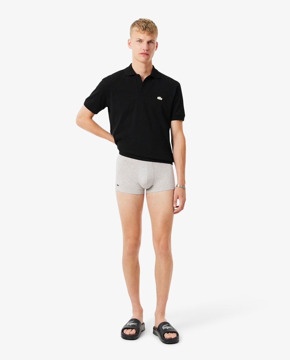 Pack de hombre de 3 bóxeres con cinturilla plateada en gris - Lacoste - Gris oscuro Gris oscuro-4