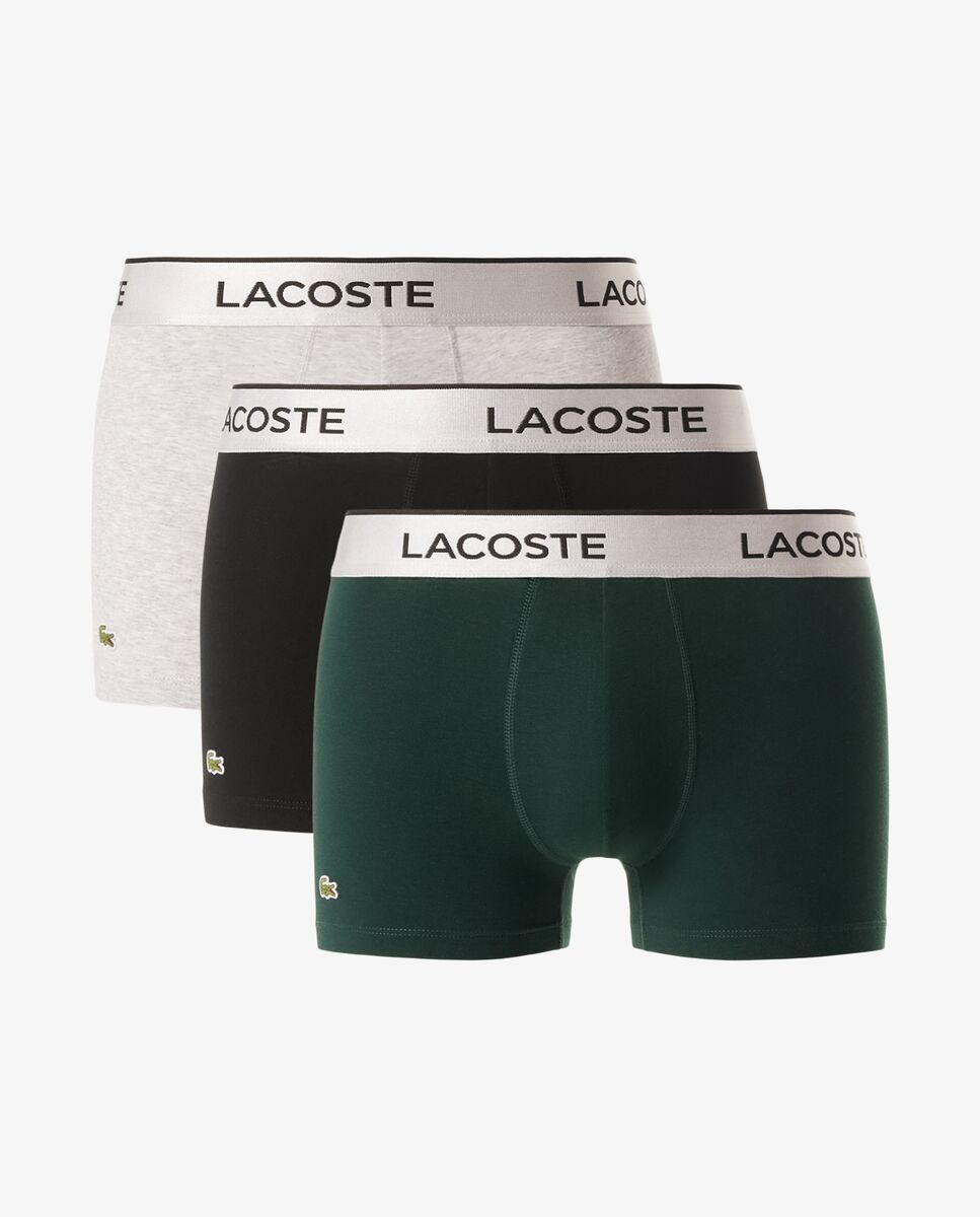 Pack de hombre de 3 bóxeres con cinturilla plateada en gris - Lacoste - Gris oscuro Gris oscuro-6