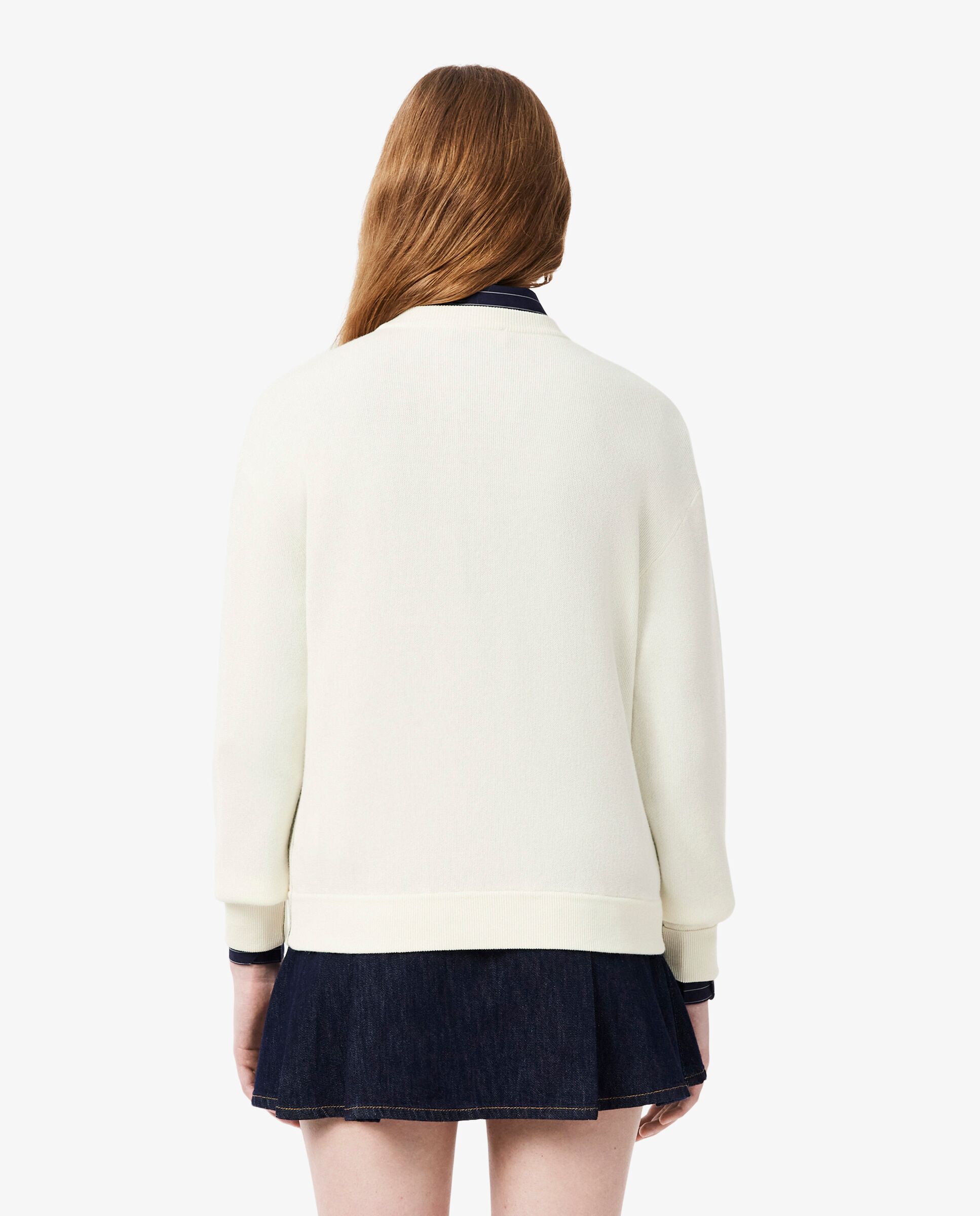 De cuello redondo de algodón de corte relajado en blanco de manga larga - Lacoste - Blanco Blanco-2