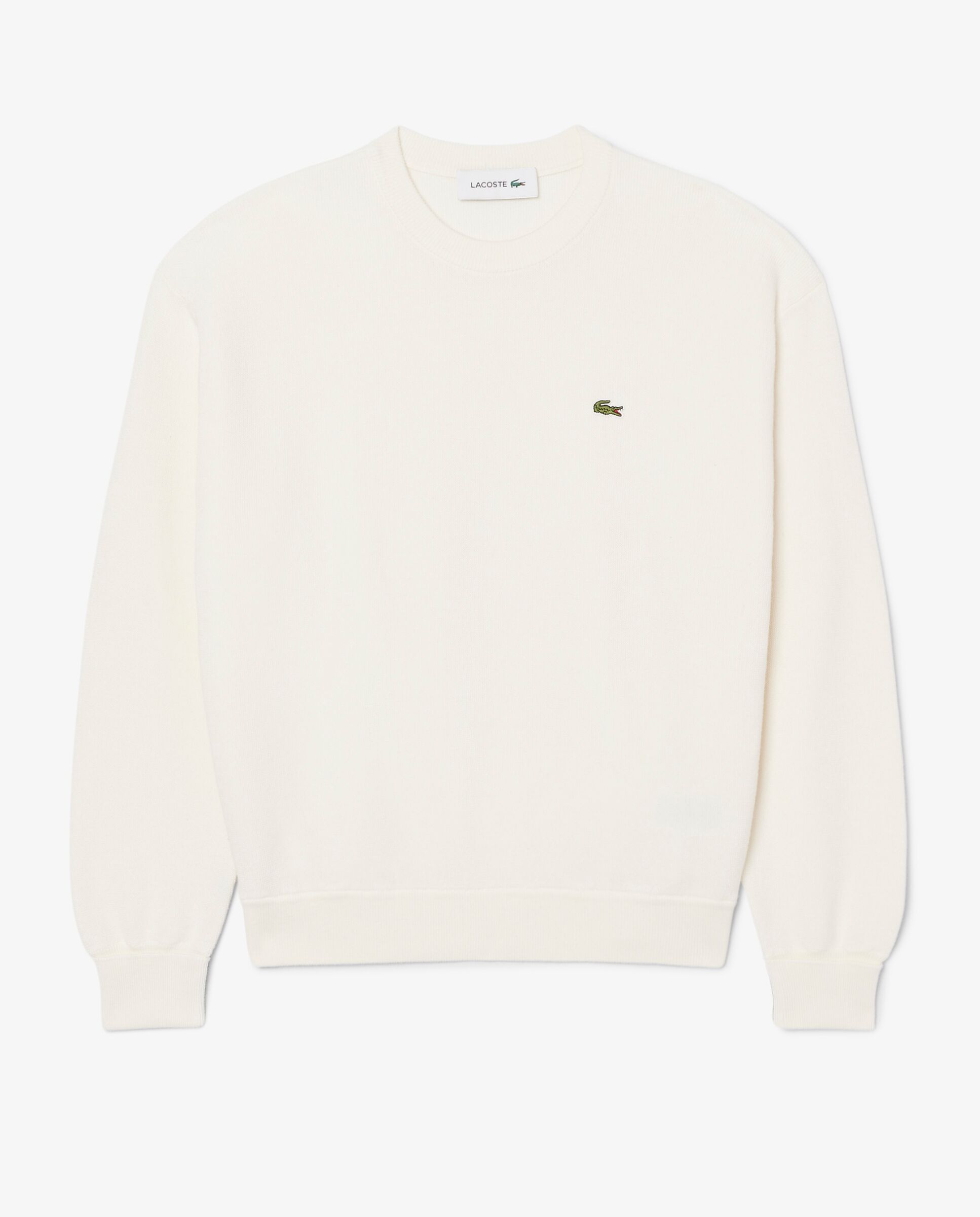 De cuello redondo de algodón de corte relajado en blanco de manga larga - Lacoste - Blanco Blanco-6