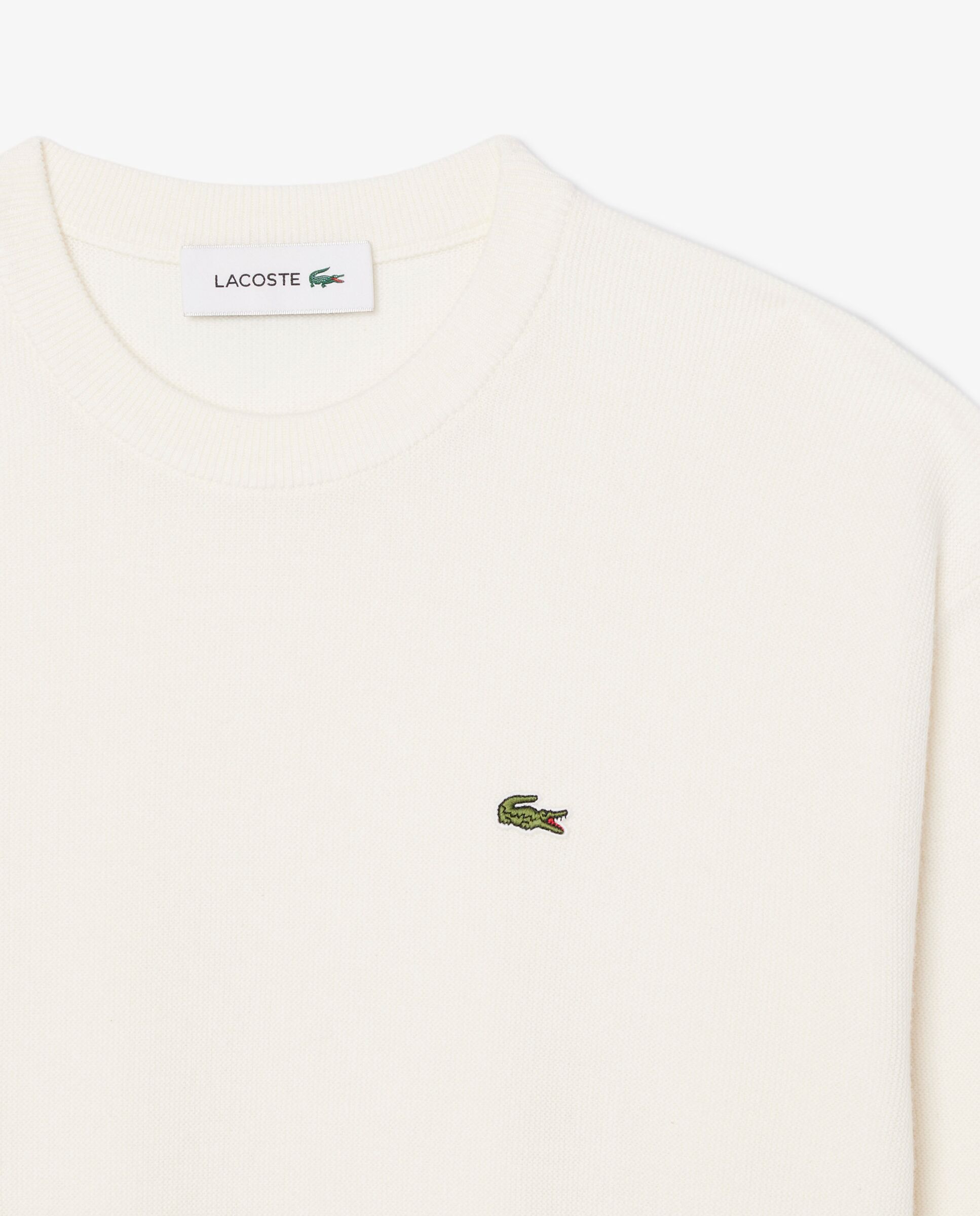 De cuello redondo de algodón de corte relajado en blanco de manga larga - Lacoste - Blanco Blanco-5