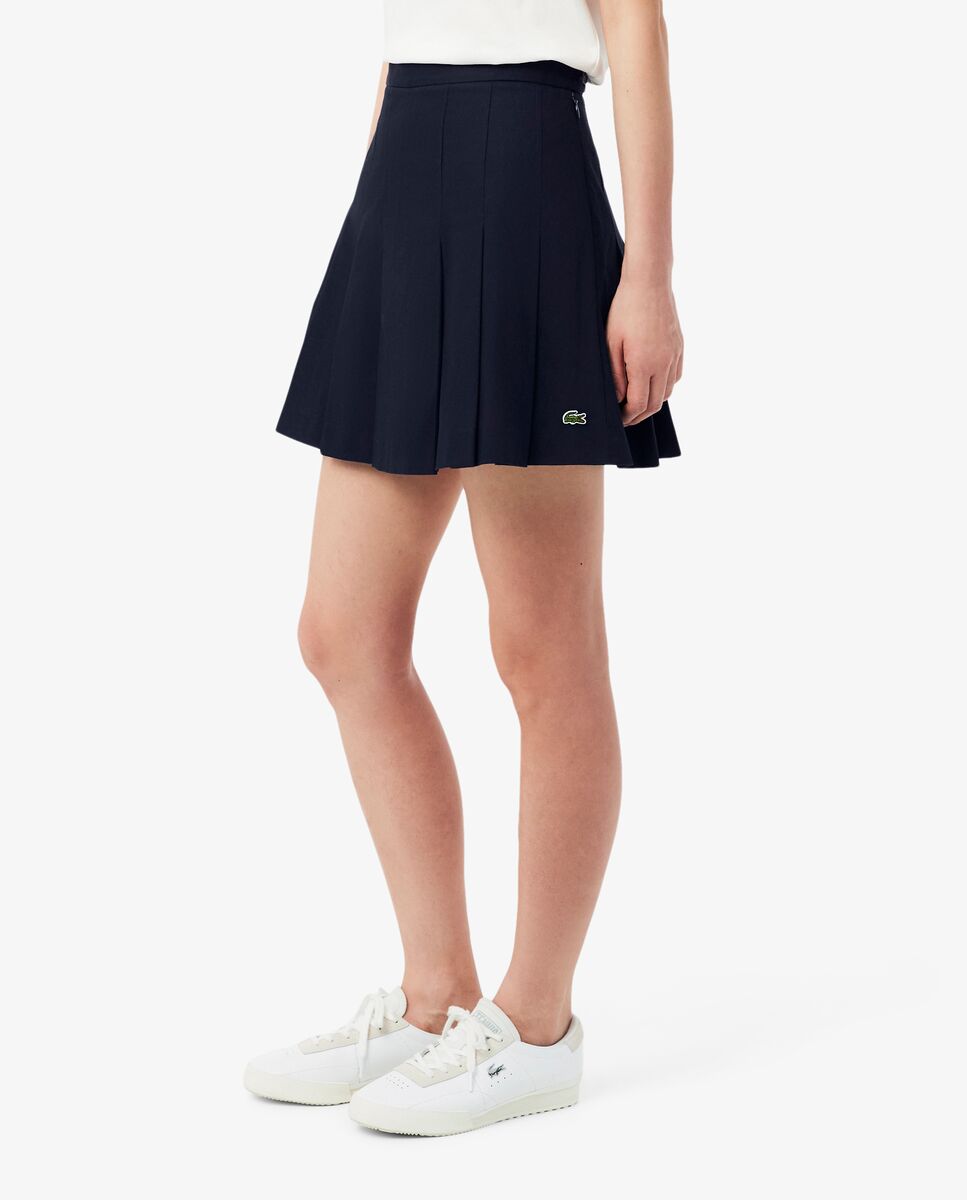 Falda corta plisada de algodón elástico - Lacoste - Azul marino Azul marino-3