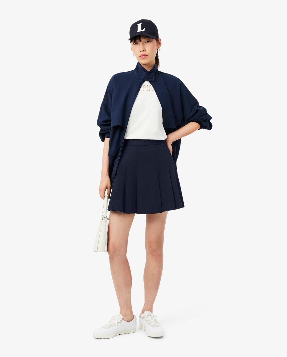 Falda corta plisada de algodón elástico - Lacoste - Azul marino Azul marino-4