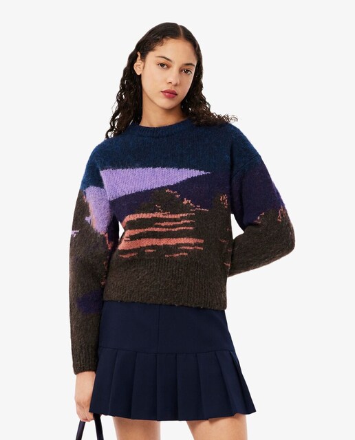 Imagen 0 de Jersey de mujer de lana jacquard con paisaje