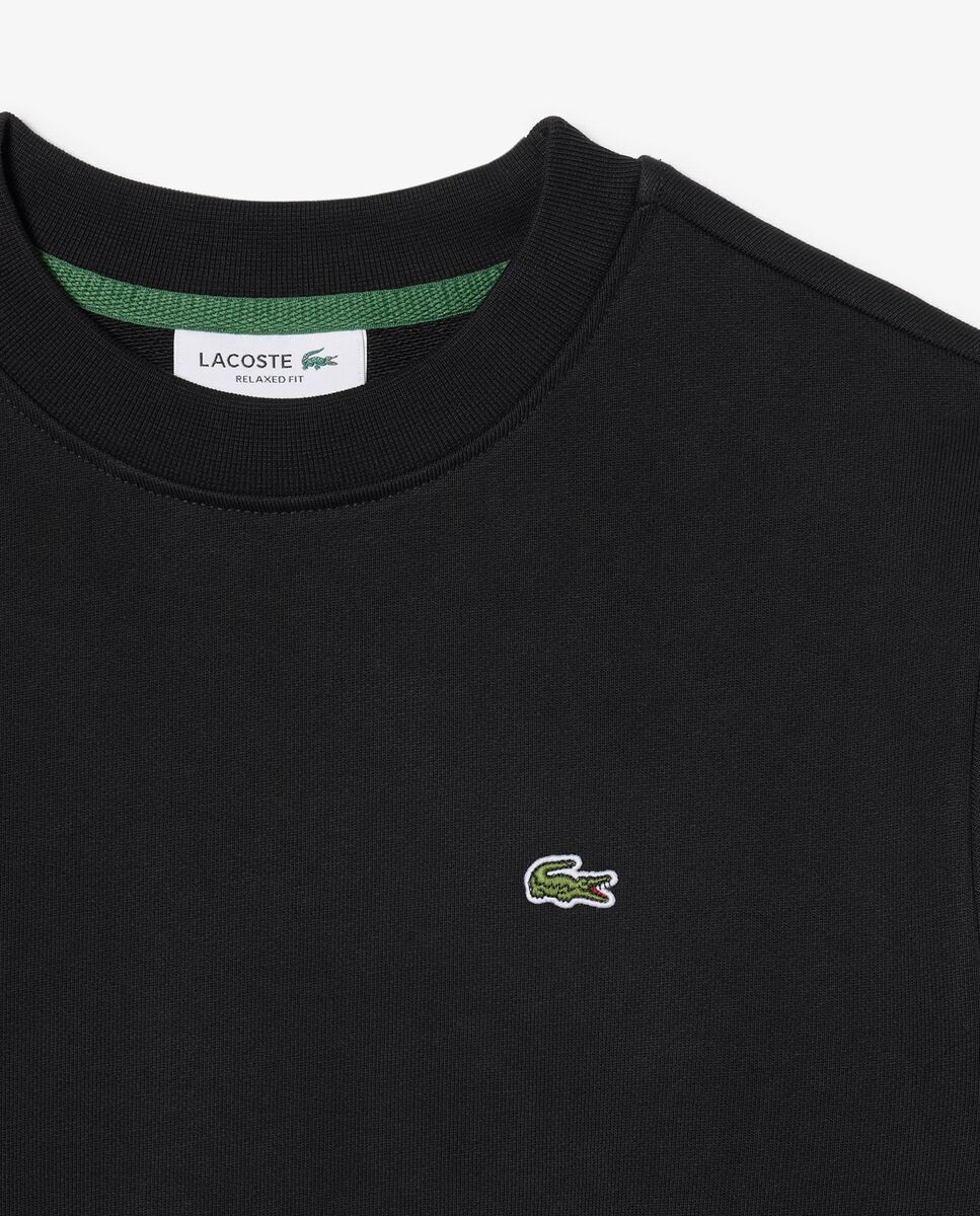 Sudadera de mujer de cuello redondo de felpa de corte holgado - Lacoste - Negro Negro-5