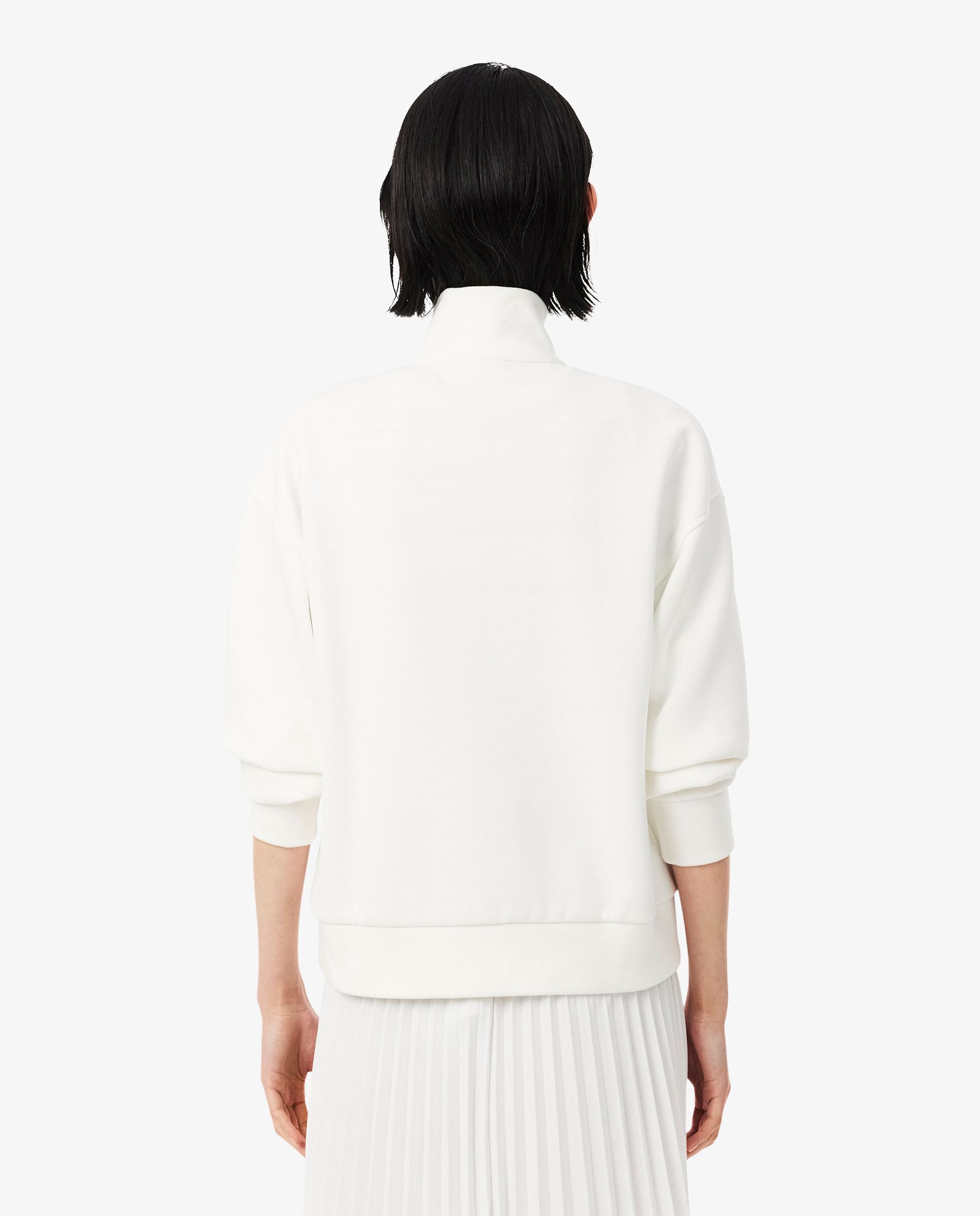 Sudadera de mujer de piqué de cuello alto con cremallera en - Lacoste - Blanco Blanco-2