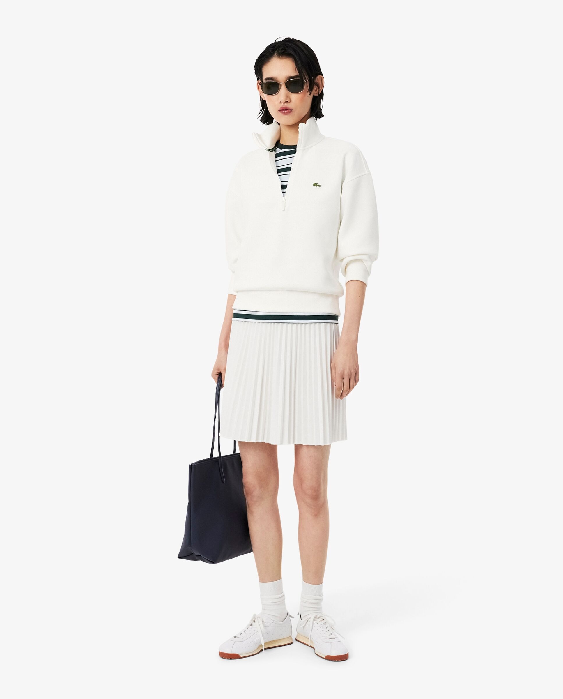 Sudadera de mujer de piqué de cuello alto con cremallera en - Lacoste - Blanco Blanco-4