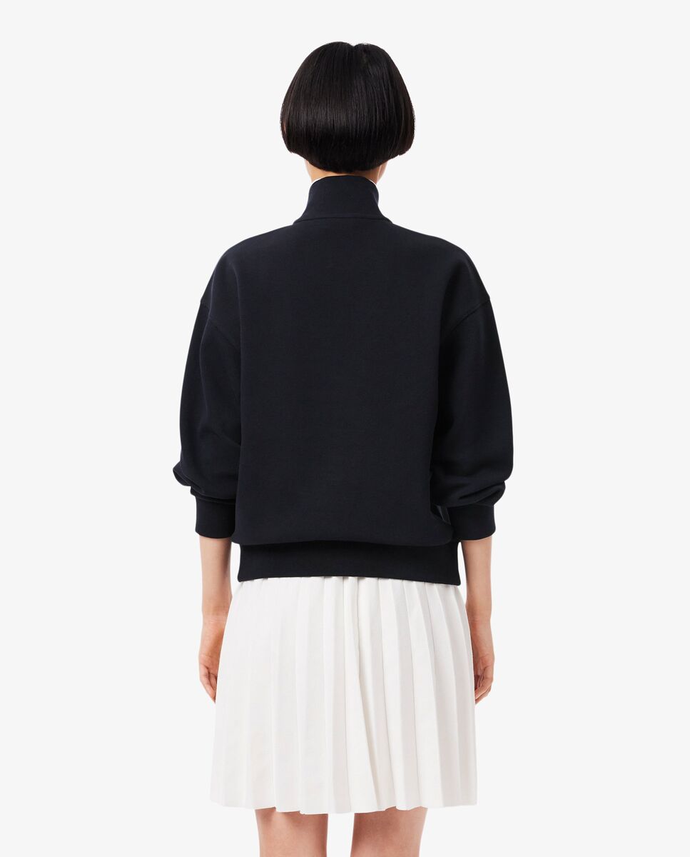Sudadera de mujer de piqué de cuello alto con cremallera en blanco - Lacoste - Azul marino Azul marino-2